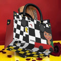 Iconic Luxe Mini handbag featuring bold checkered print and signature Iconic branding — luxury mini bag by Golden Expression Art