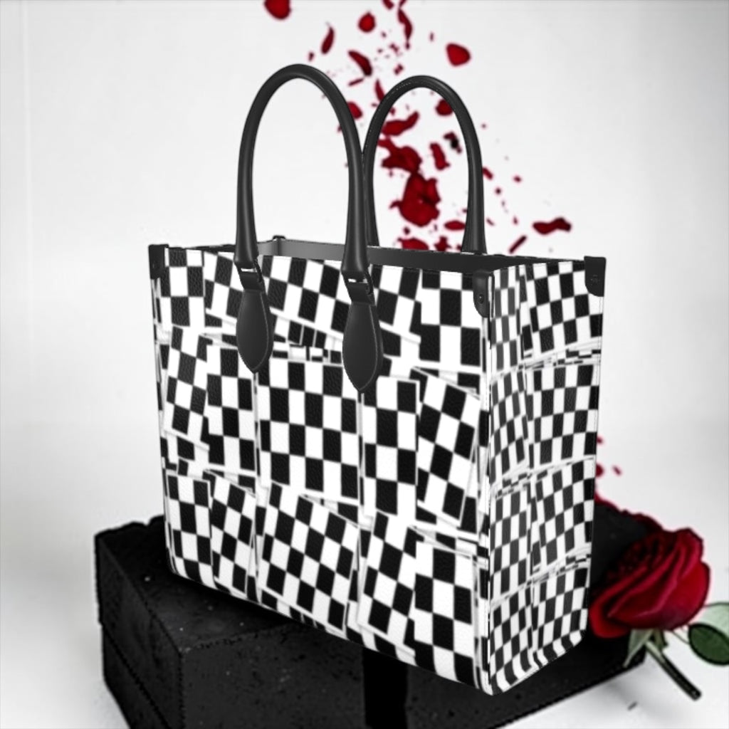 "Nocturne Grand Shopper Tote - Side View, Midnight Noir Velour | Golden Expression Art"