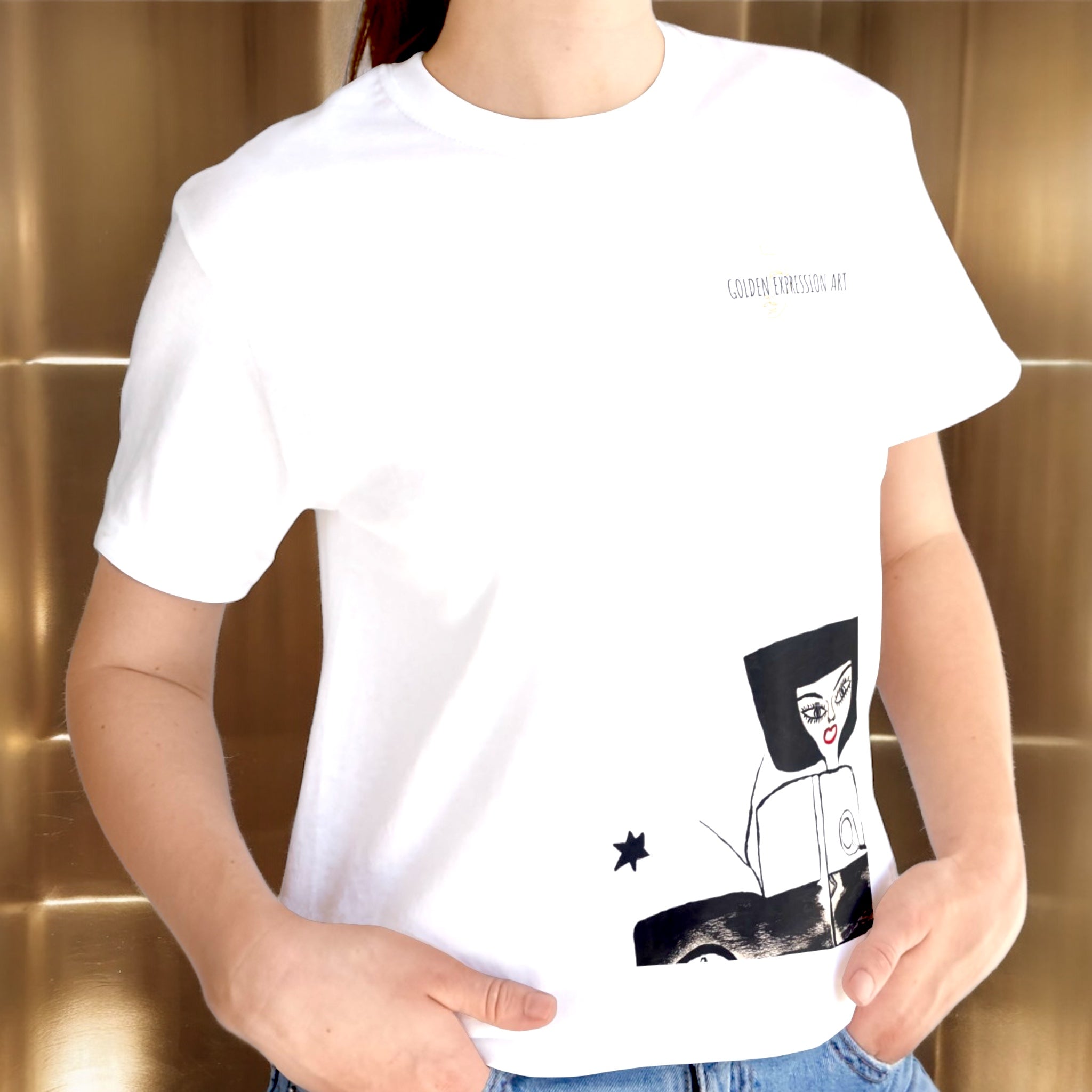 Dreamy Unisex Crew Neck T-Shirt - Golden Expression Art