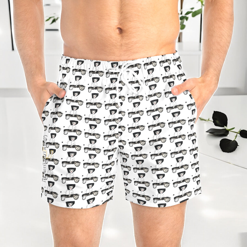 Moon Man Swim Trunks - Golden Expression Art