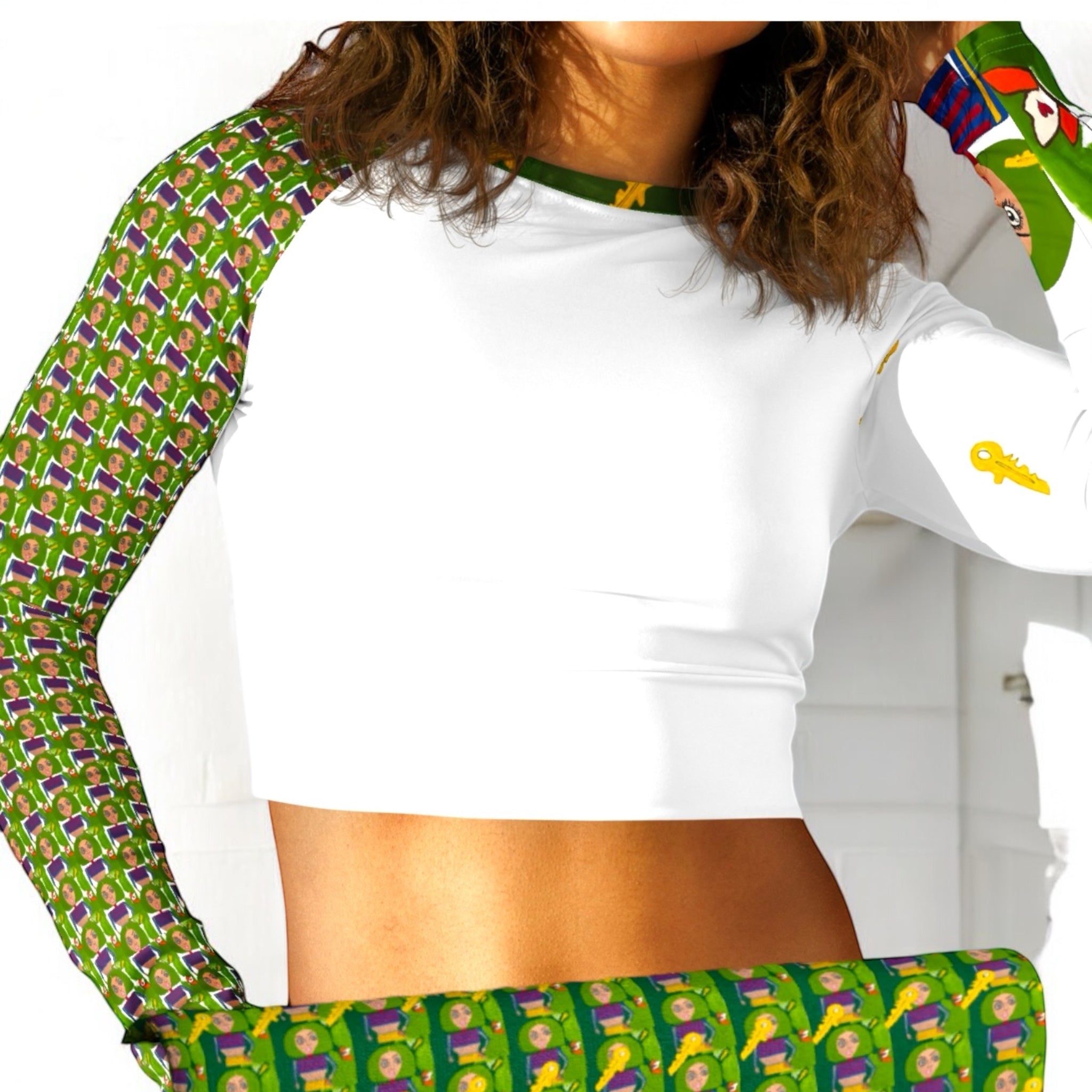 Aurora Cactus Long-sleeve Crop top - Golden Expression Art