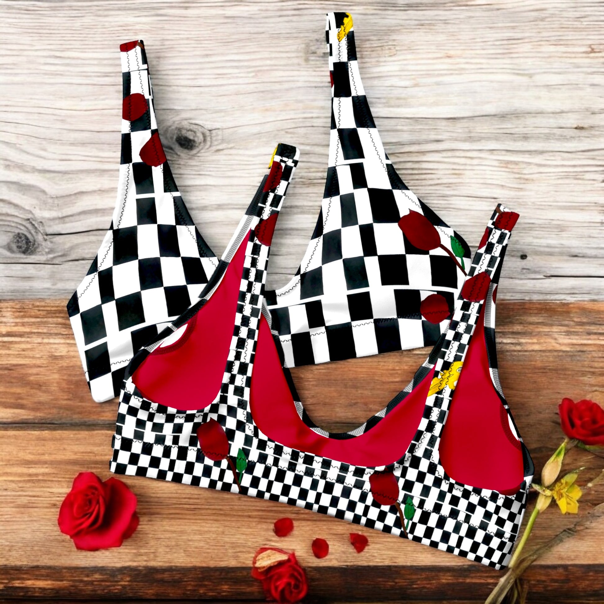 Checkmate Bikini Bra-Top - Golden Expression Art