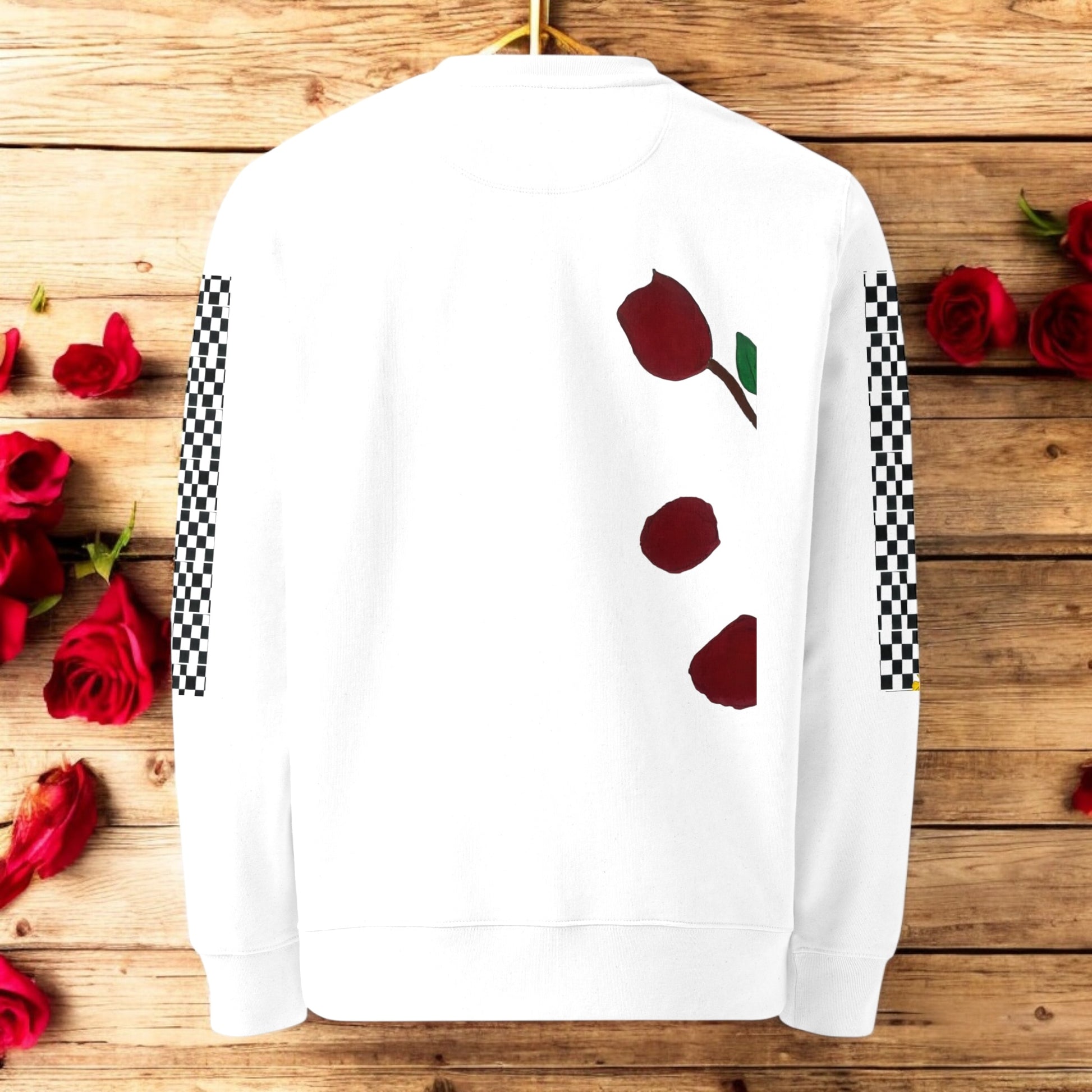 Rose Checkered Unisex Sweetshirt - Golden Expression Art