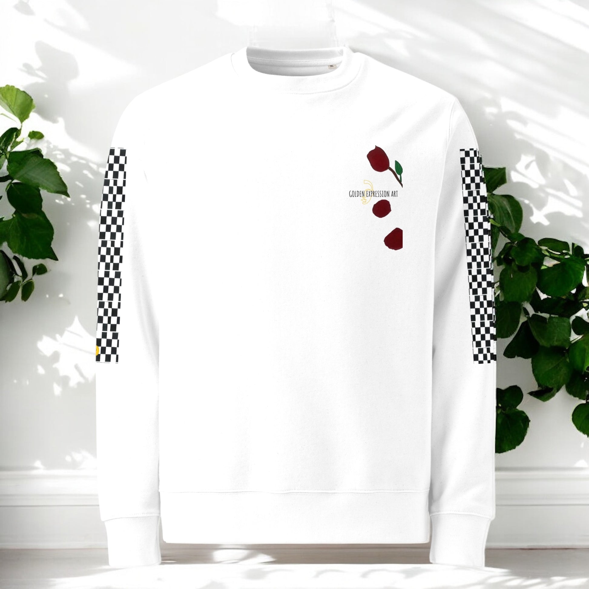 Rose Checkered Unisex Sweetshirt - Golden Expression Art