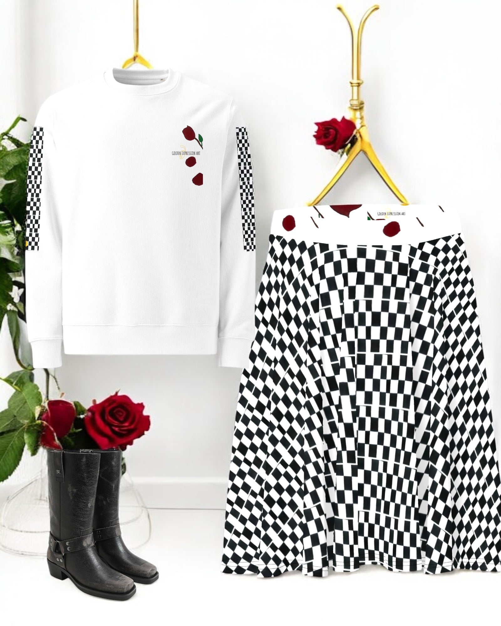 Rose Garden Midi Skirt - Golden Expression Art