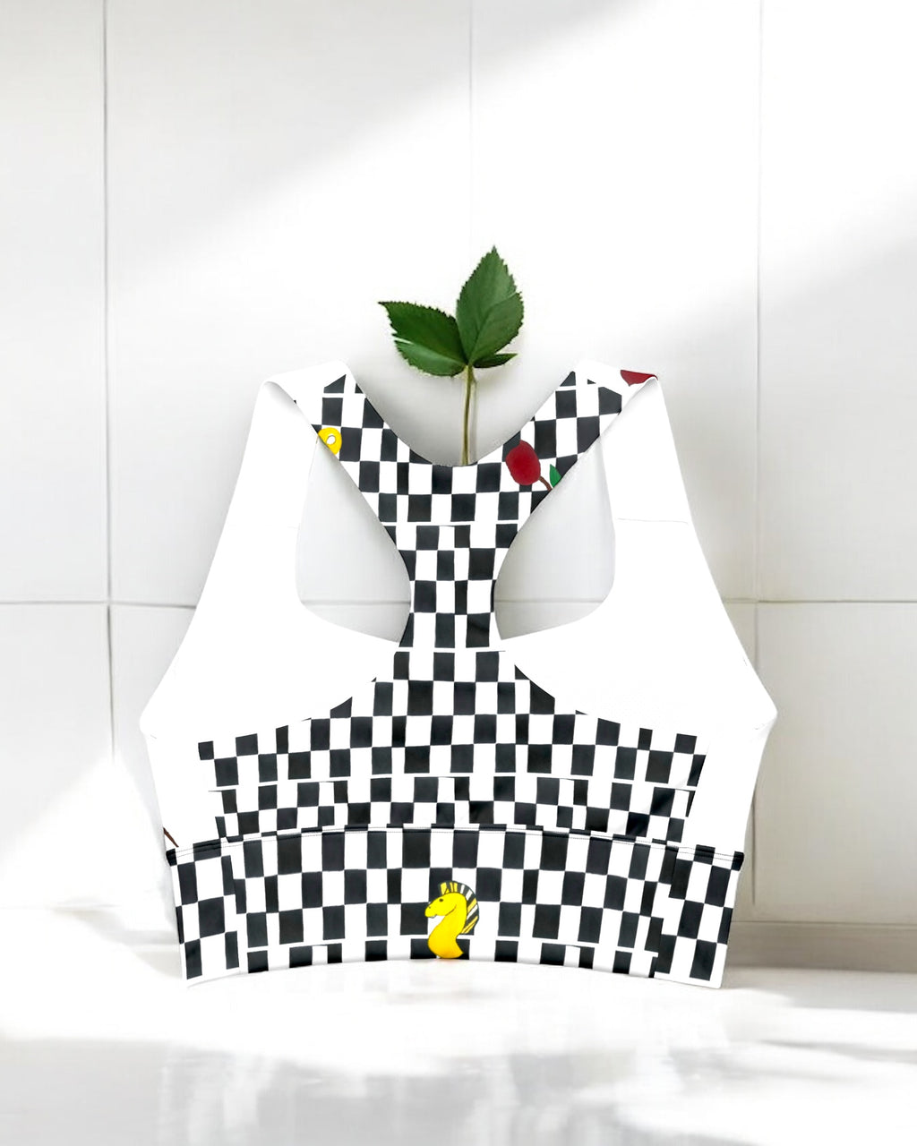 Adventurous Checkered Athletic Sports Bra - Golden Expression Art