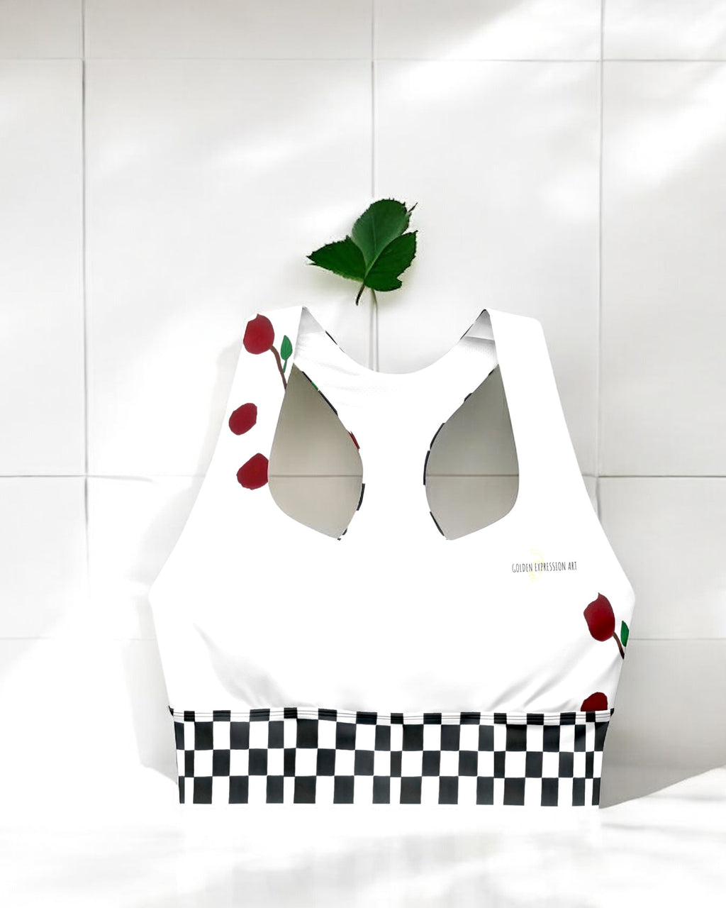 Adventurous Checkered Athletic Sports Bra - Golden Expression Art