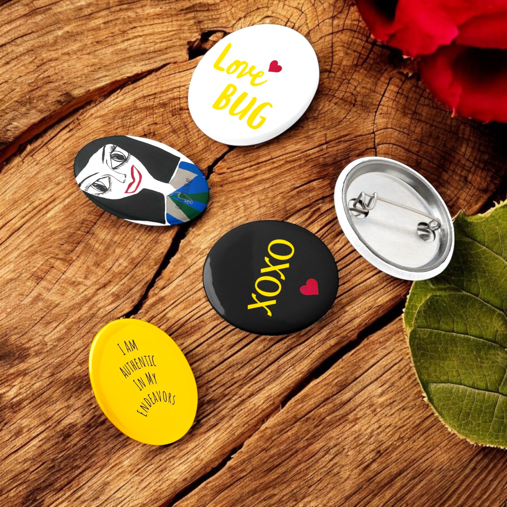 Decor Set Of Button Pins - Golden Expression Art