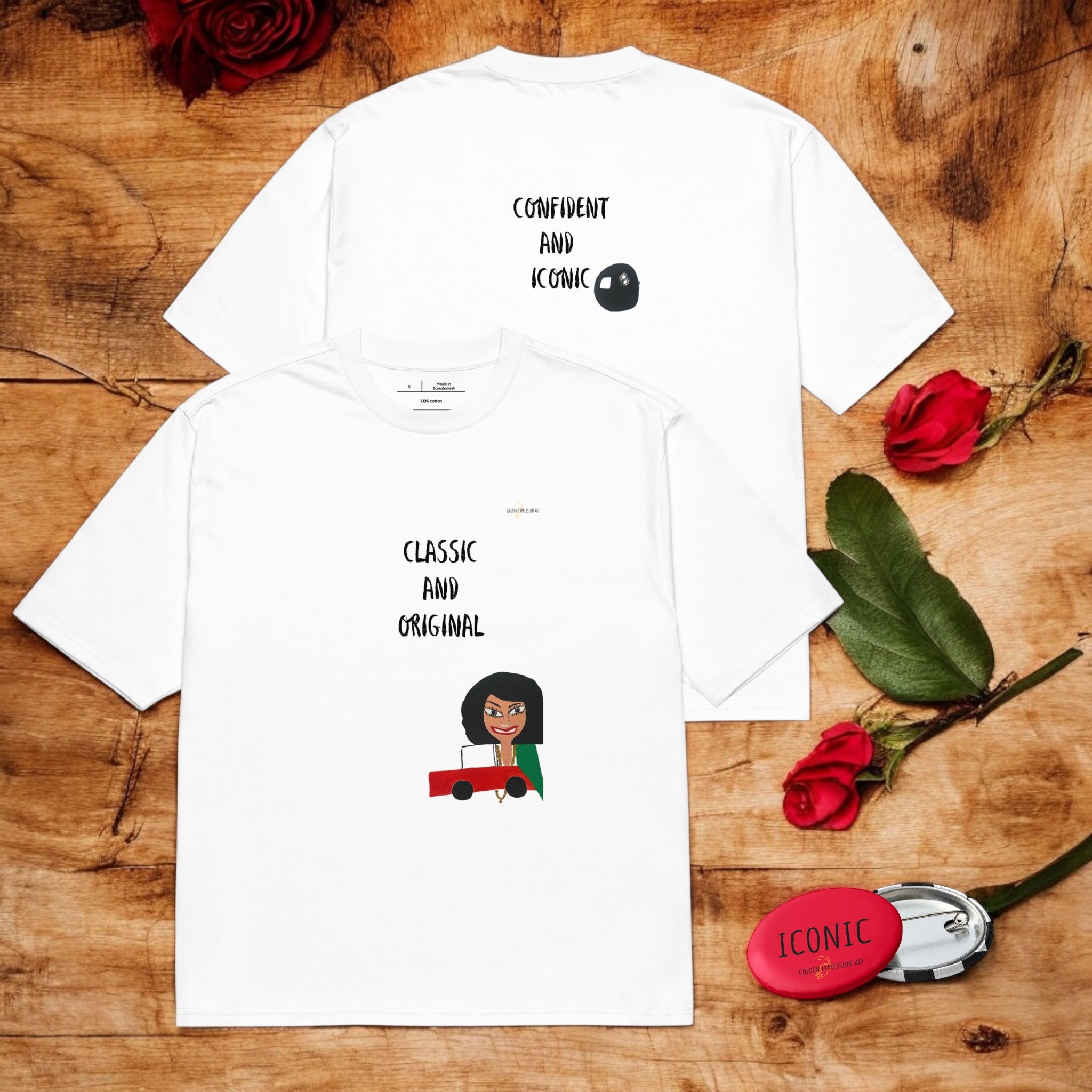 Iconic Oversized Signature Short Sleeve T-Shirt - Golden Expression Art