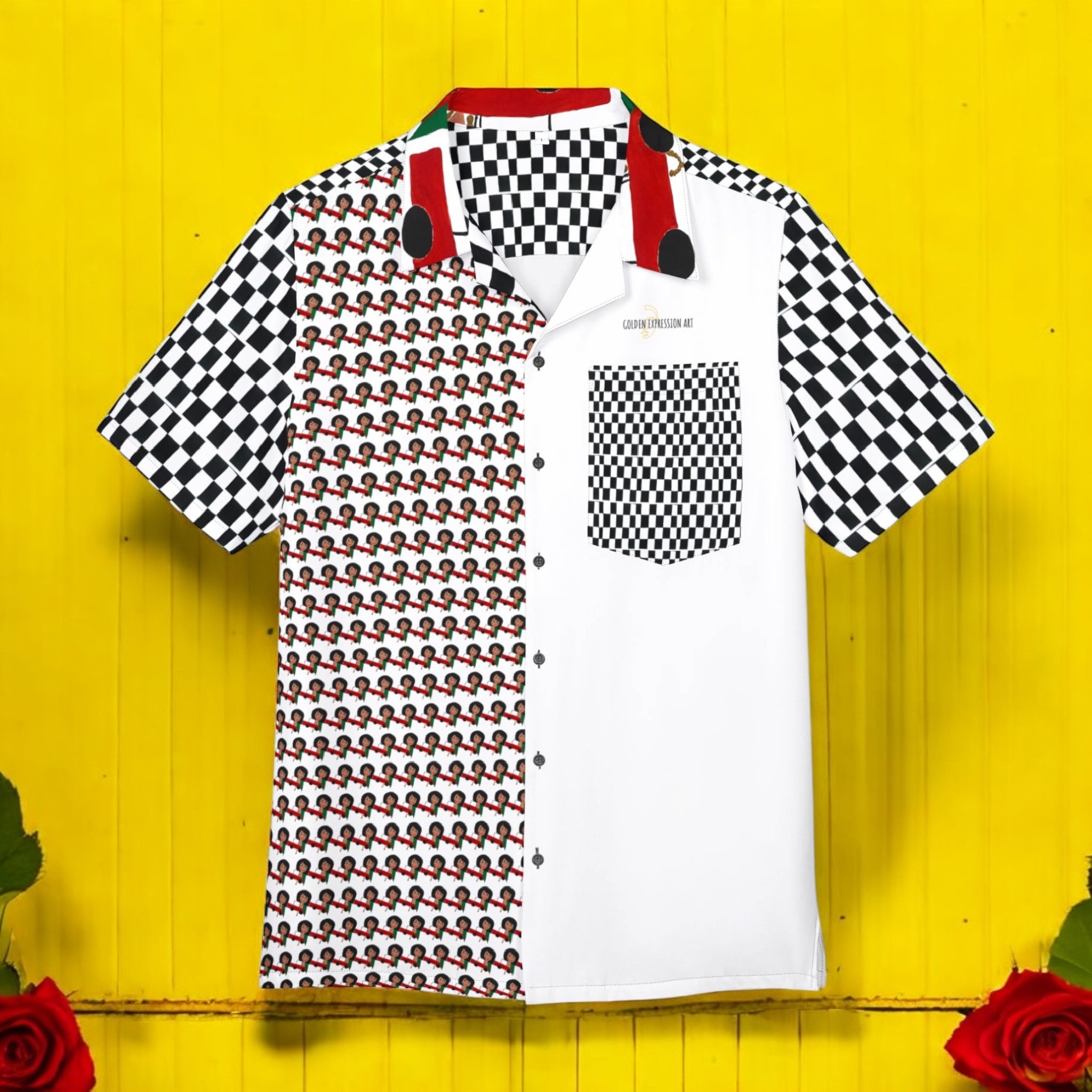 Iconic Lounger Unisex Button Down Shirt - Golden Expression Art