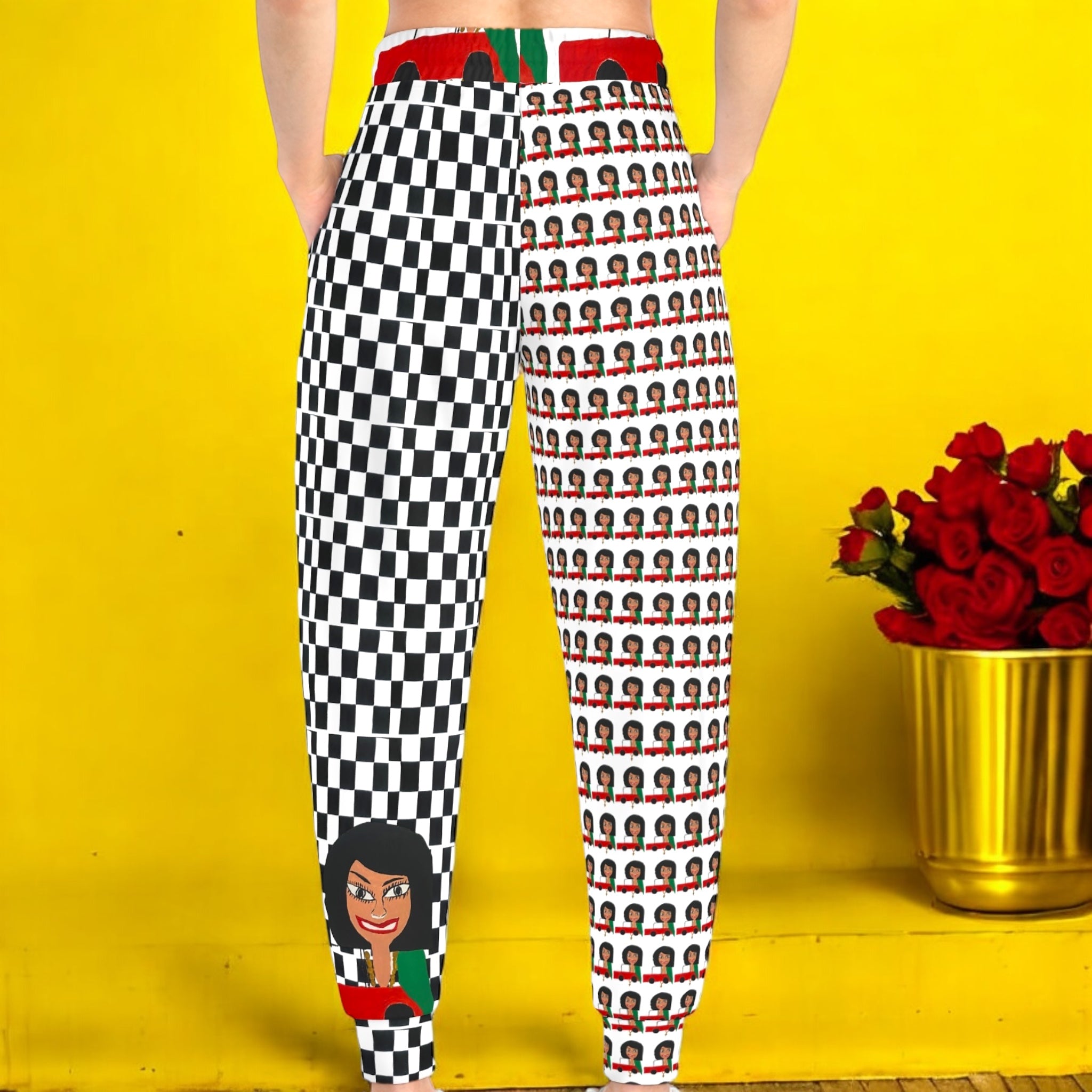 Iconic Checker Athletic Joggers - Golden Expression Art