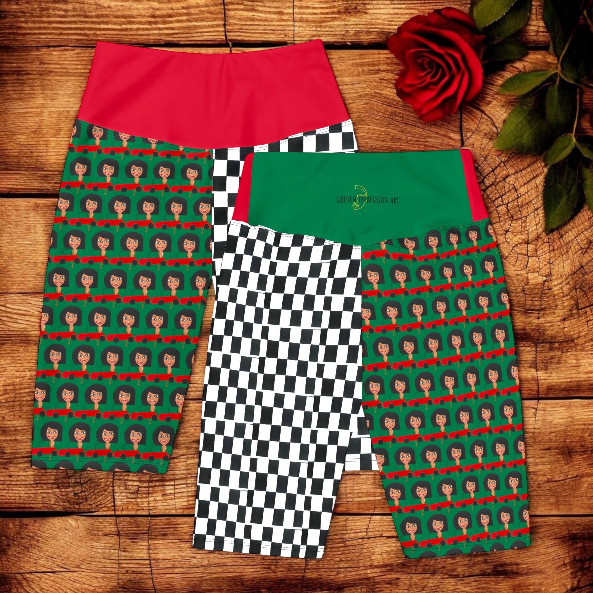 Iconic Hikers Yoga Shorts - Golden Expression Art