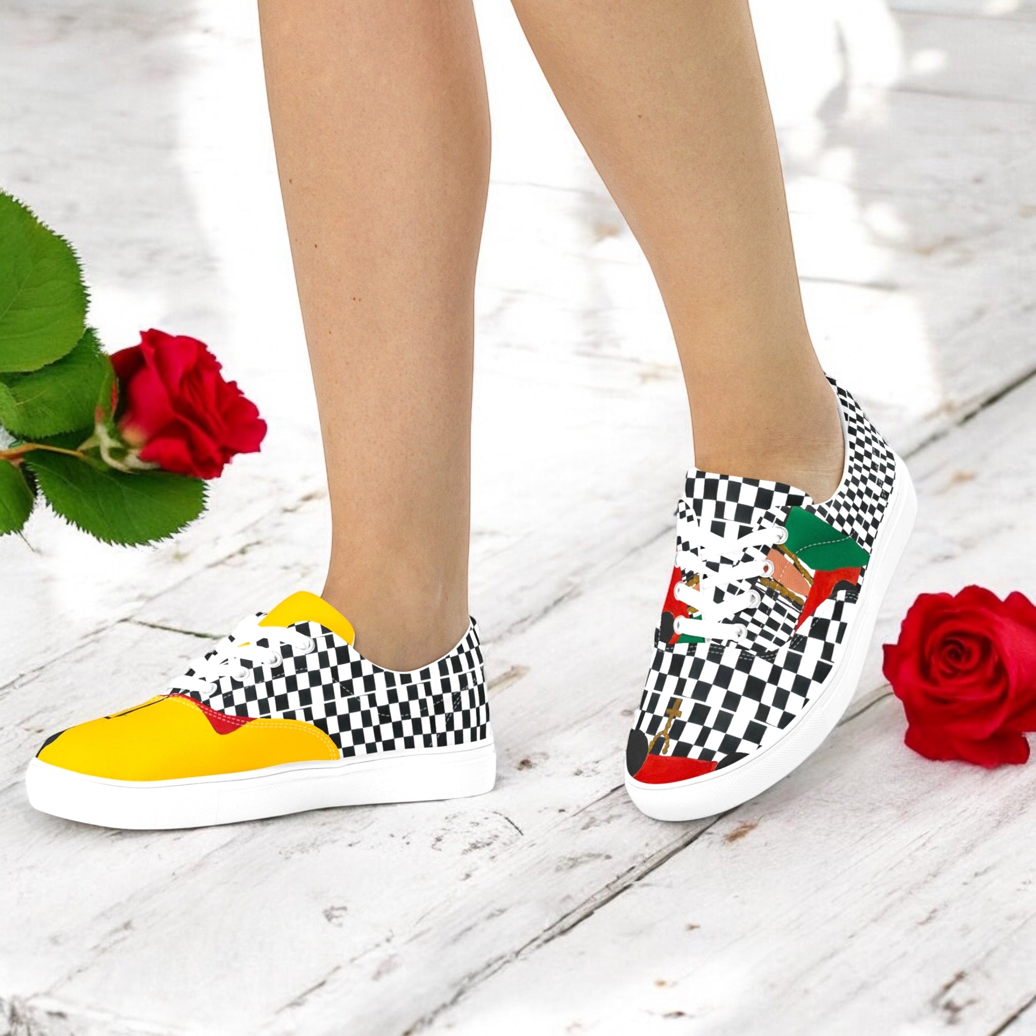 Iconic Compass Canvas Sneakers - Golden Expression Art