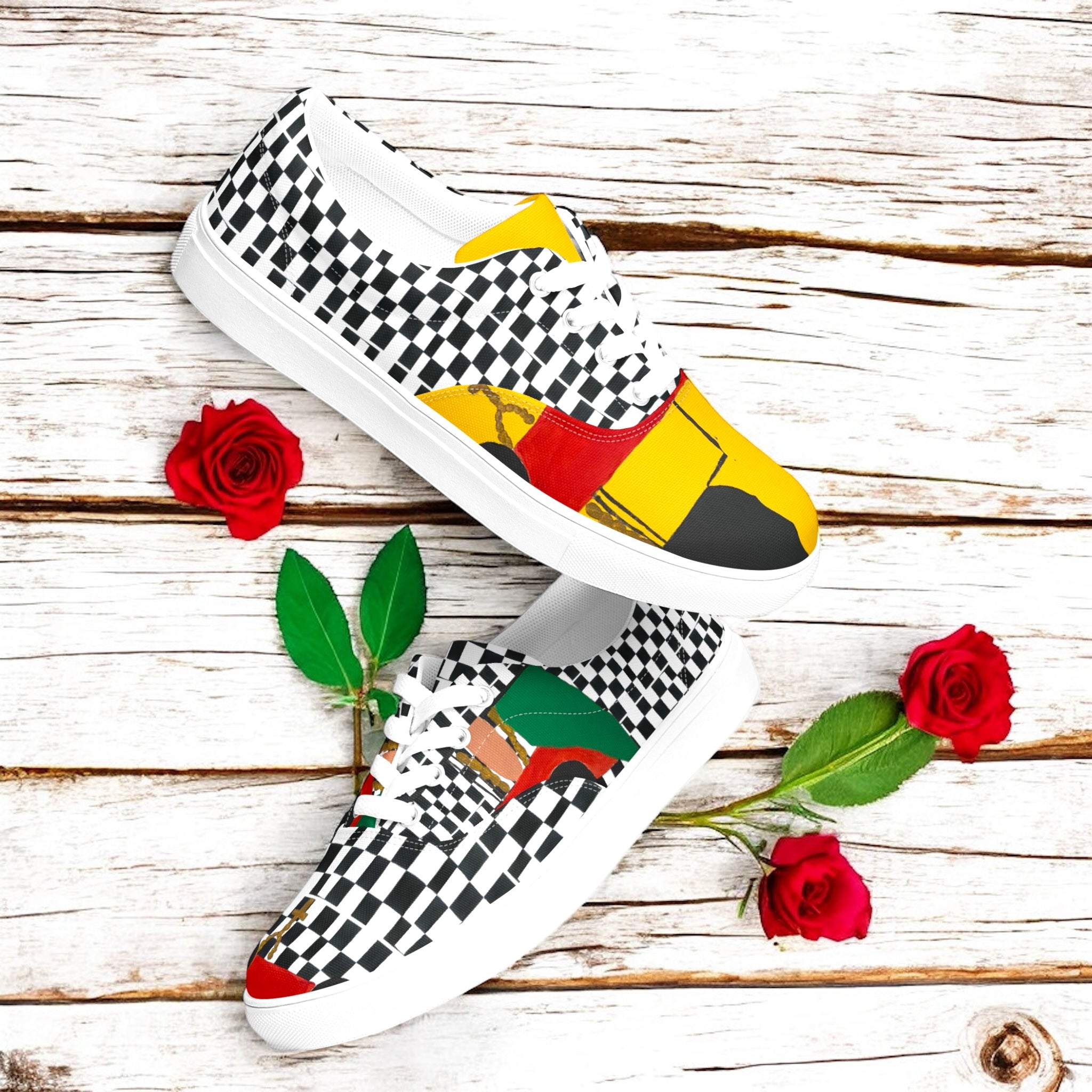 Iconic Compass Canvas Sneakers - Golden Expression Art