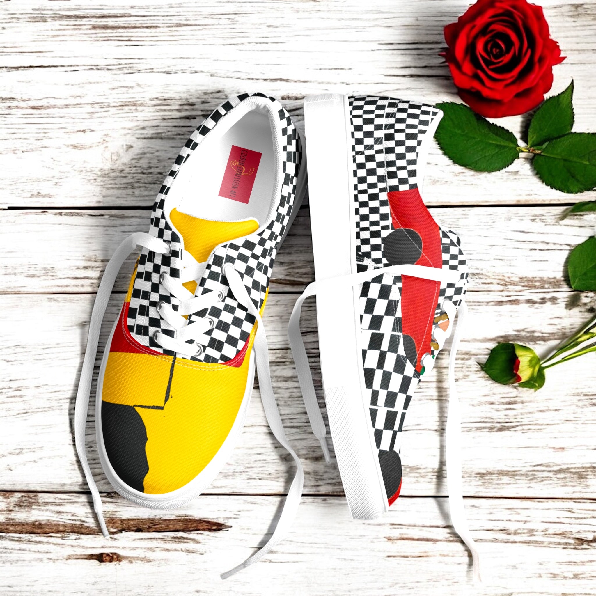 Iconic Compass Canvas Sneakers - Golden Expression Art
