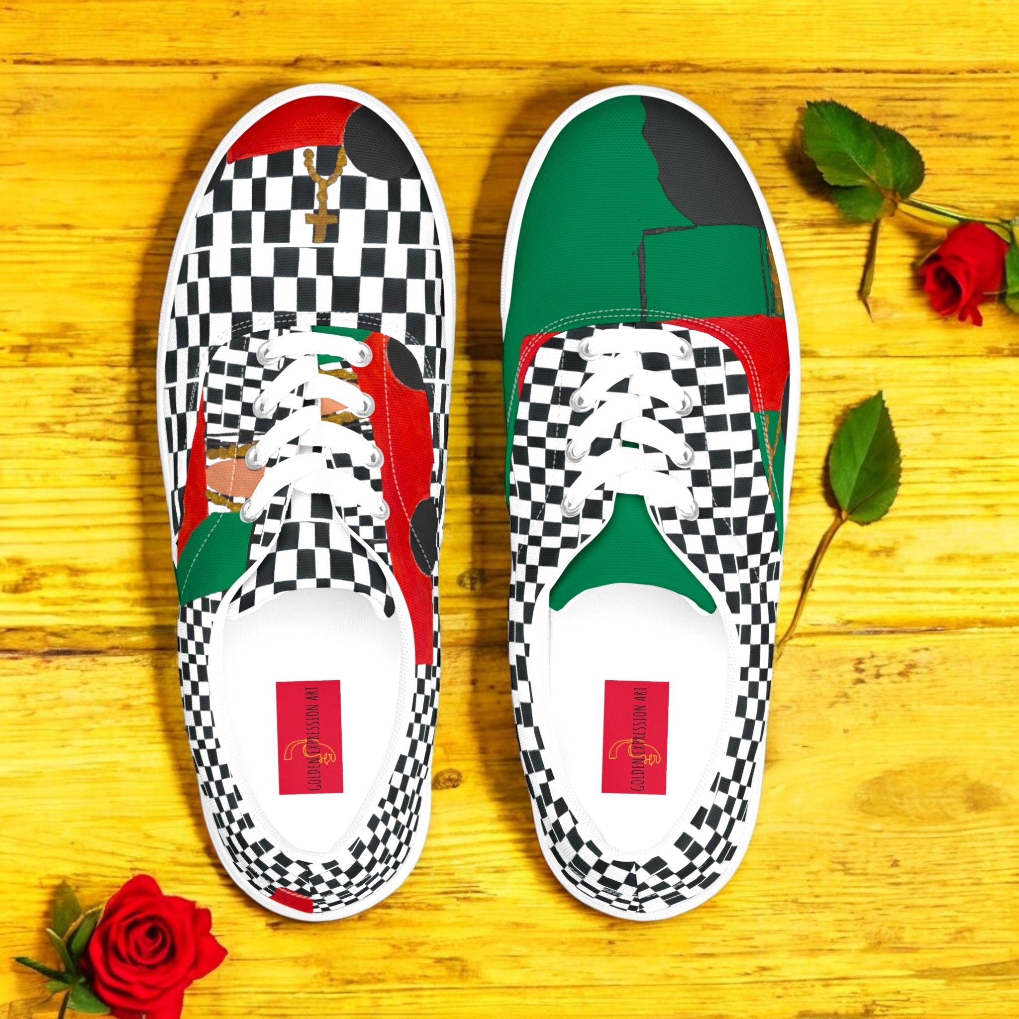 Iconic Compass Canvas Sneakers - Golden Expression Art