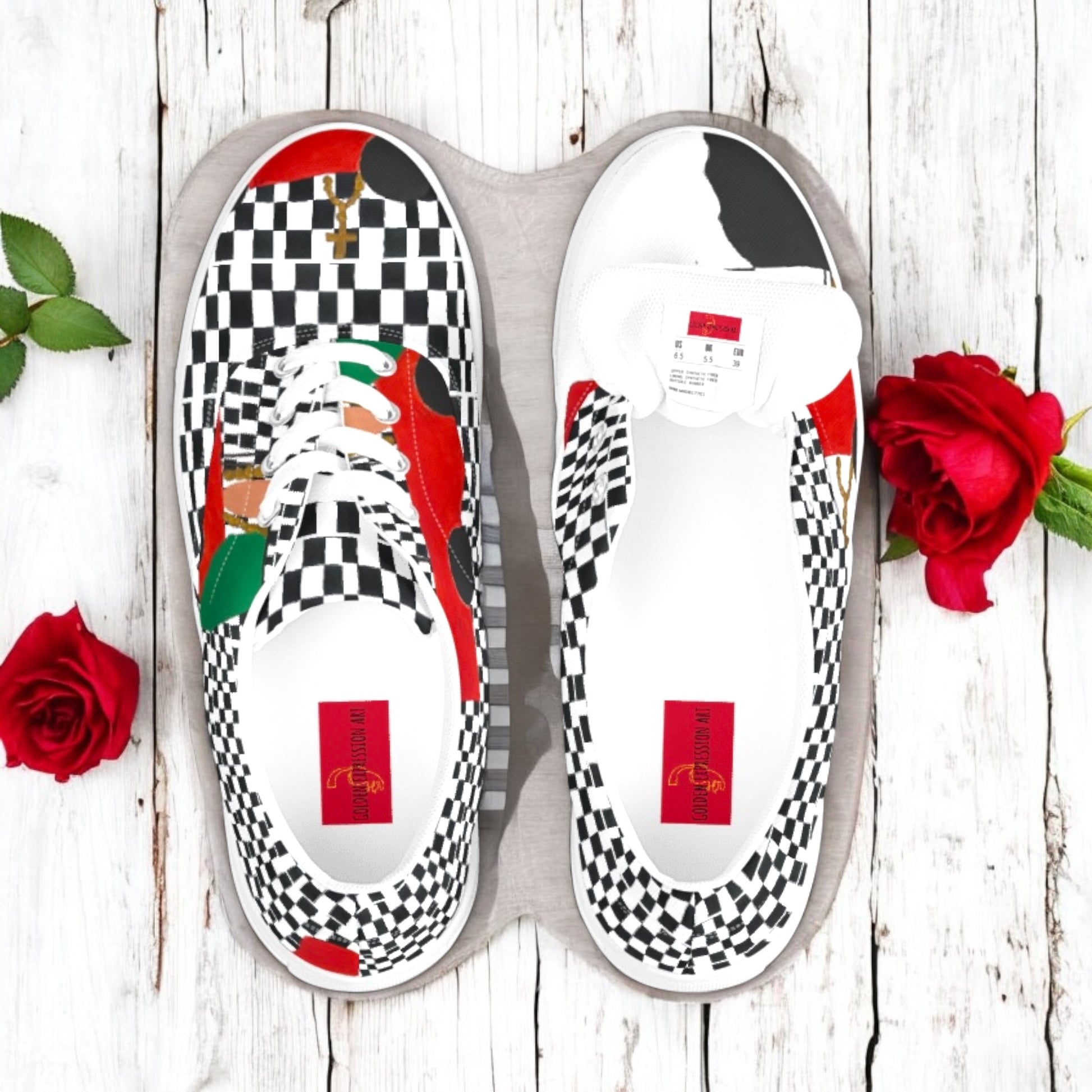 Iconic Compass Canvas Sneakers - Golden Expression Art