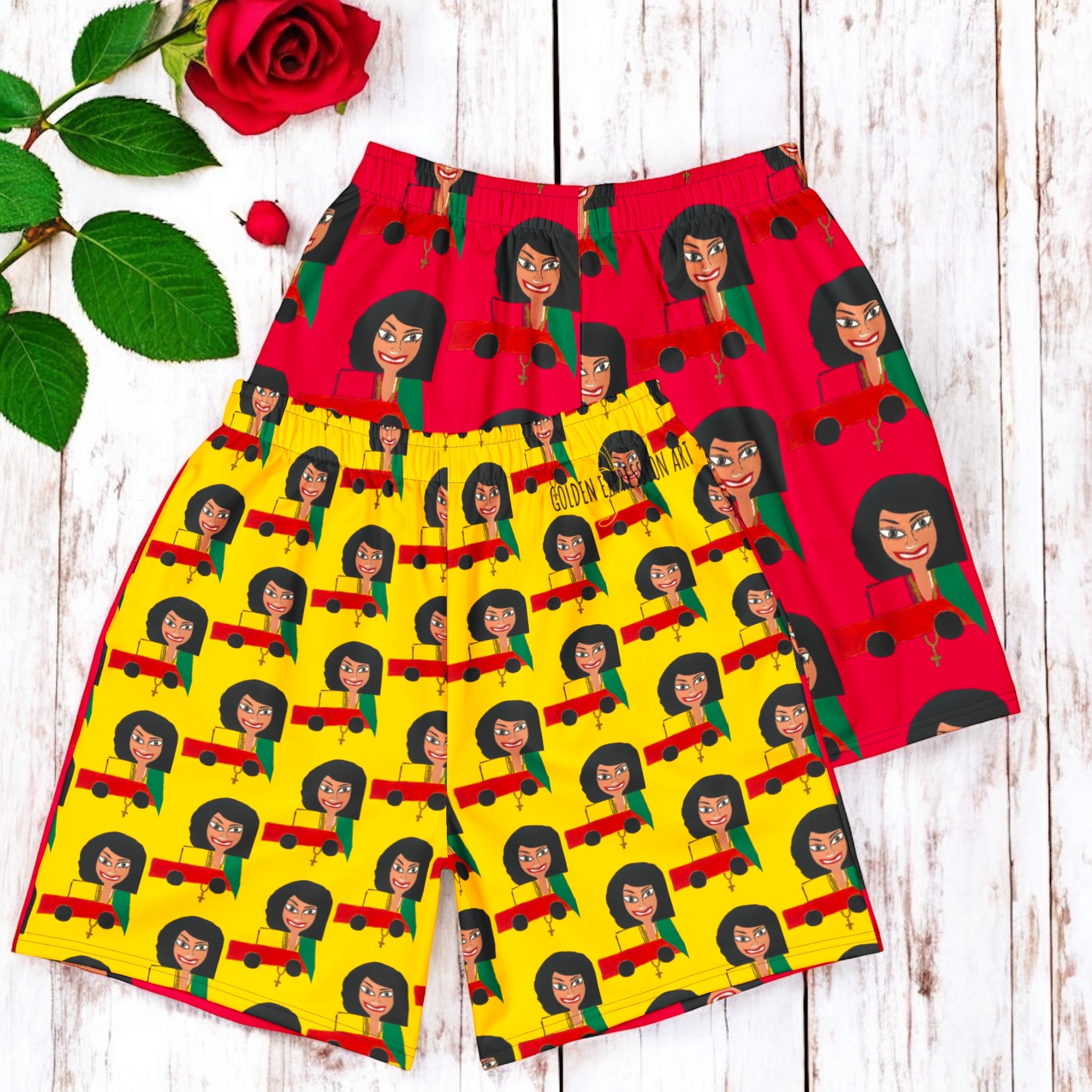 Iconic Roller Coaster Athletic Long Shorts - Golden Expression Art