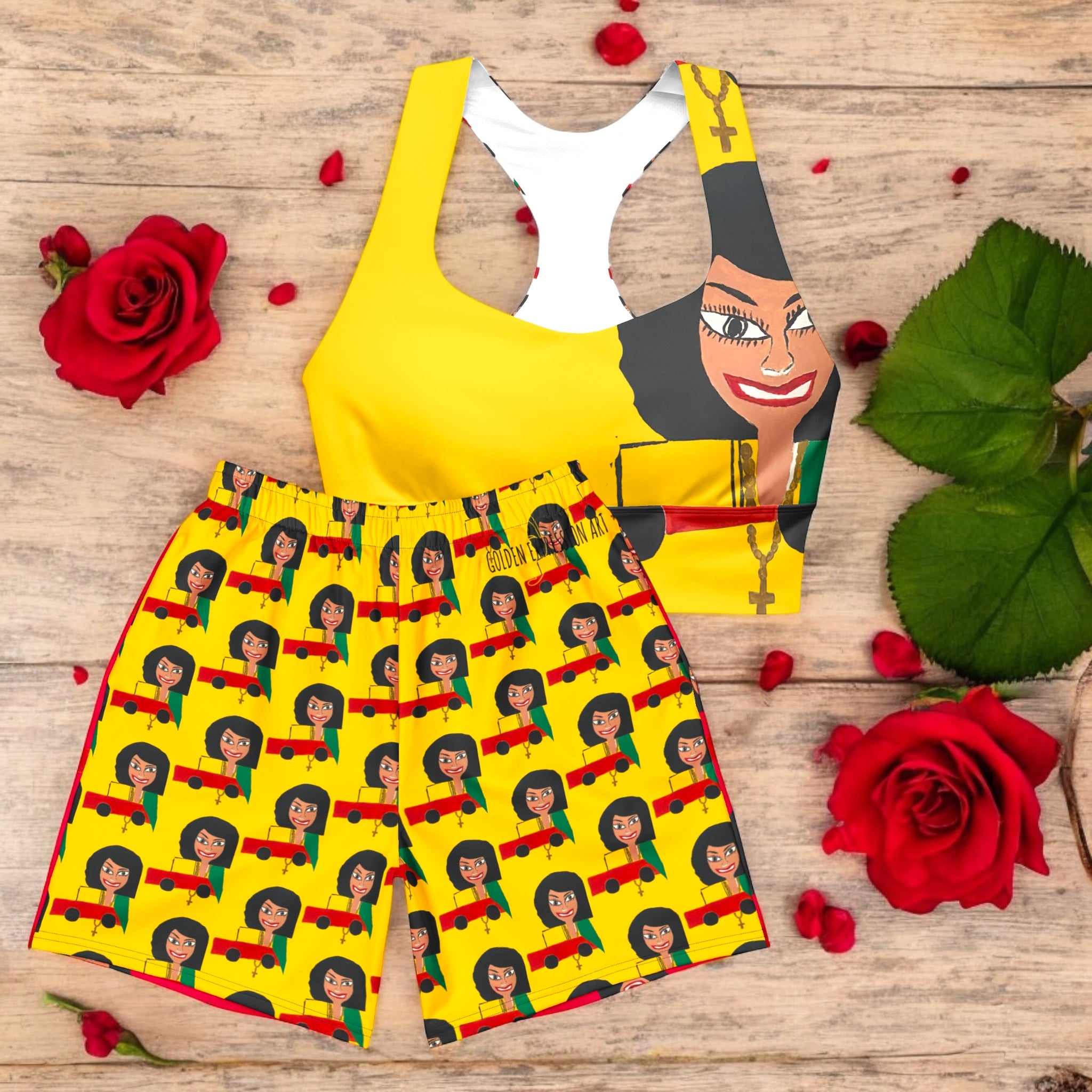 Iconic Roller Coaster Athletic Long Shorts - Golden Expression Art