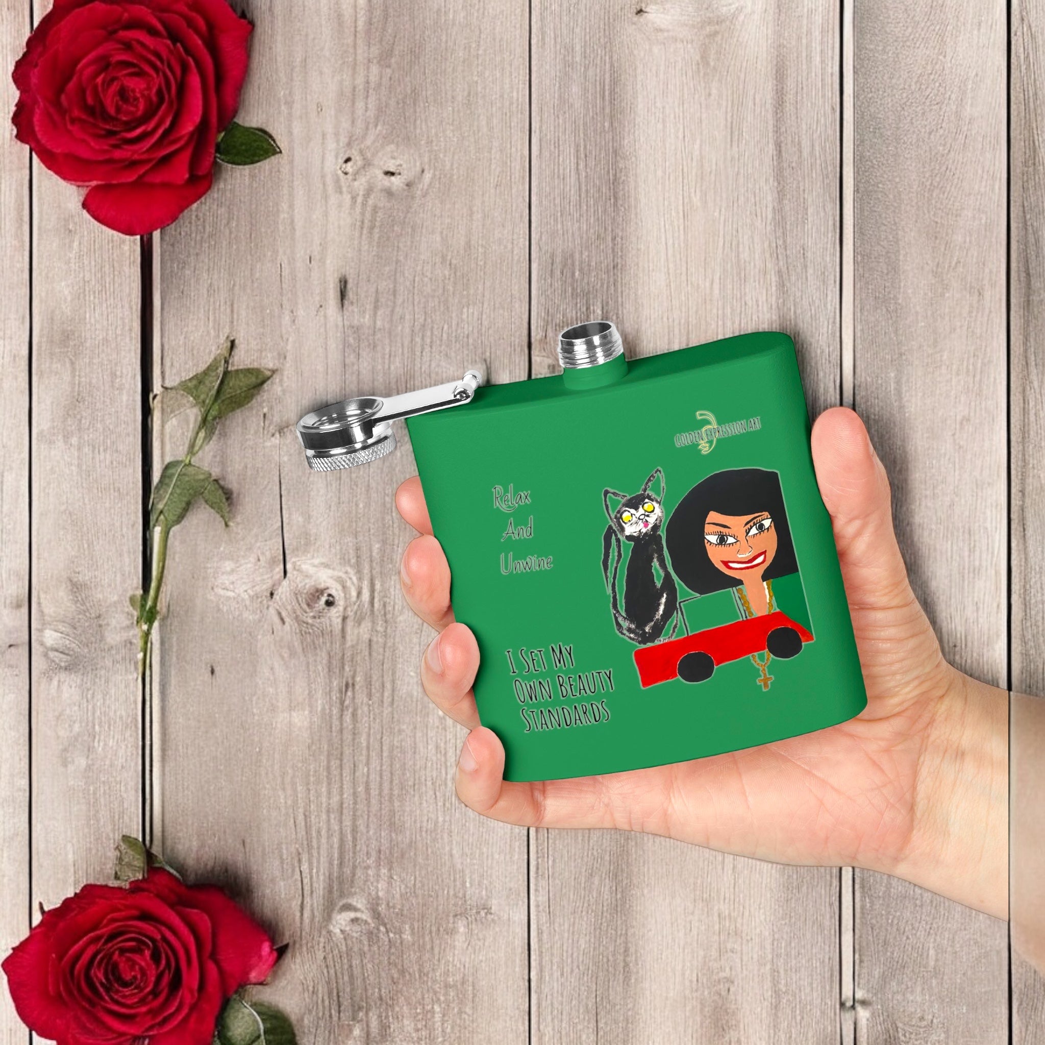 Iconic Un-wine Flask - Golden Expression Art