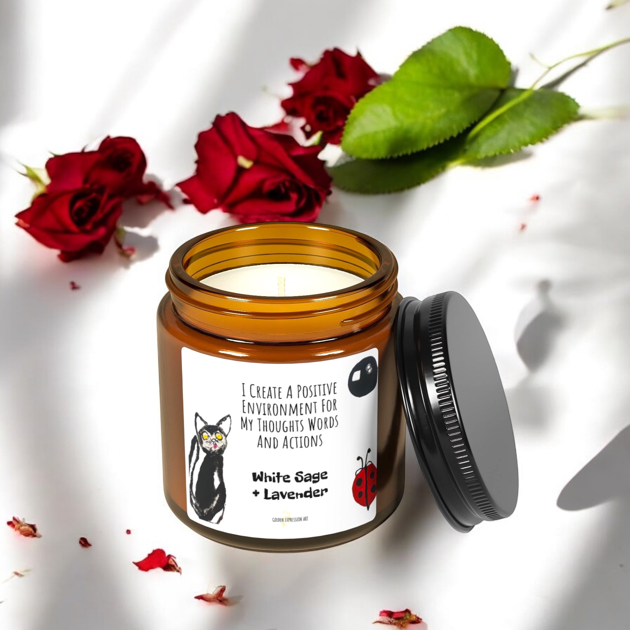 White Sage +Lavender Soy Candle - Golden Expression Art