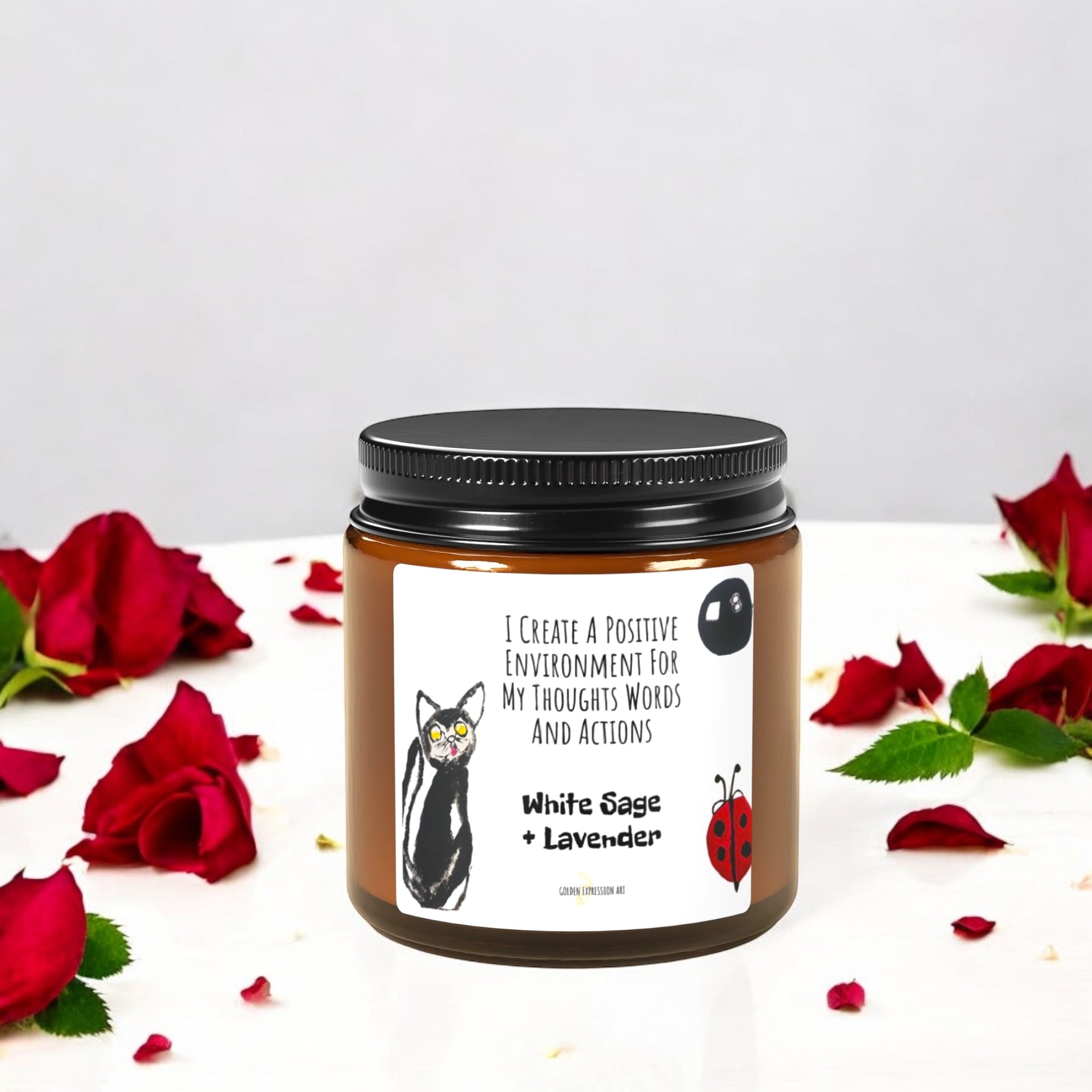 White Sage +Lavender Soy Candle - Golden Expression Art