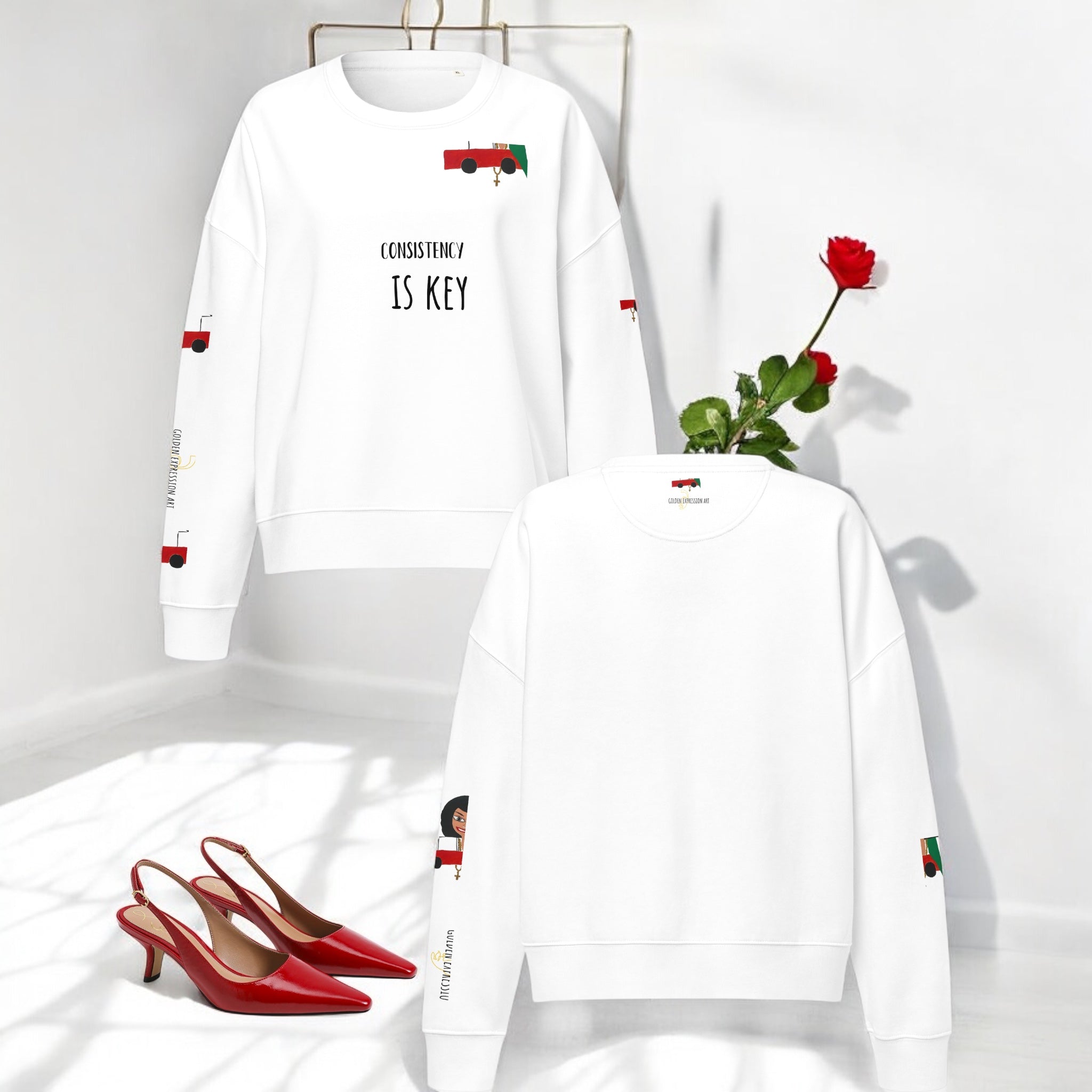 Iconic Flair Crew Neck Sweatshirt - Golden Expression Art
