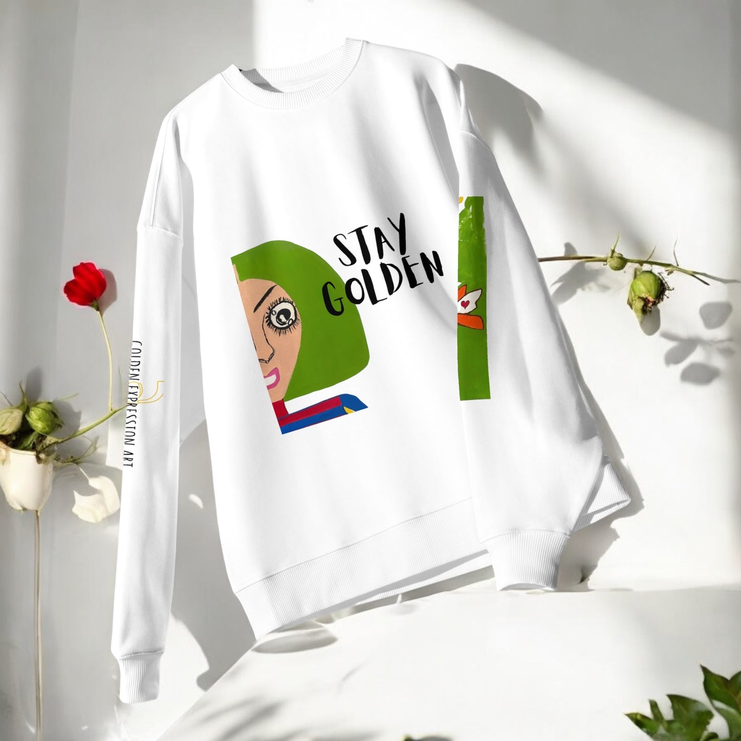 Golden-Vise Oversized Crewneck Sweatshirt