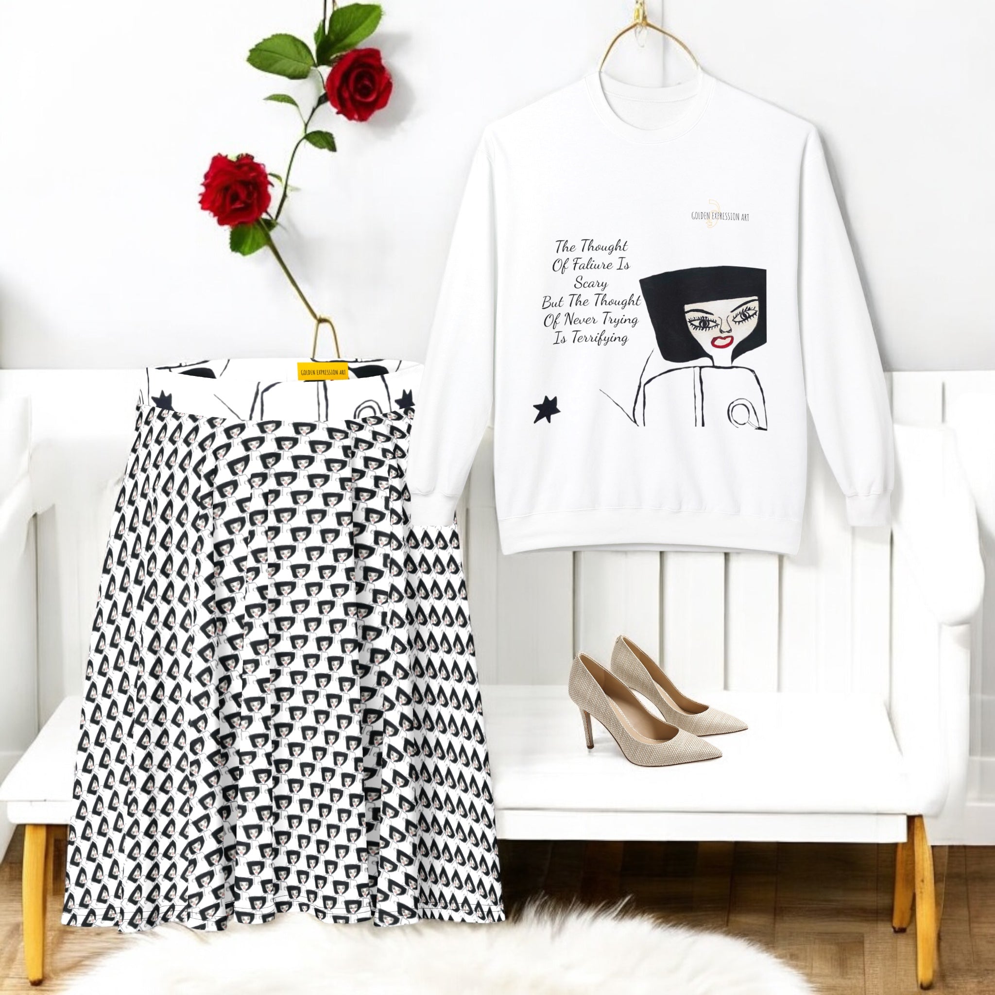 Crescent Midi Skirt - Golden Expression Art
