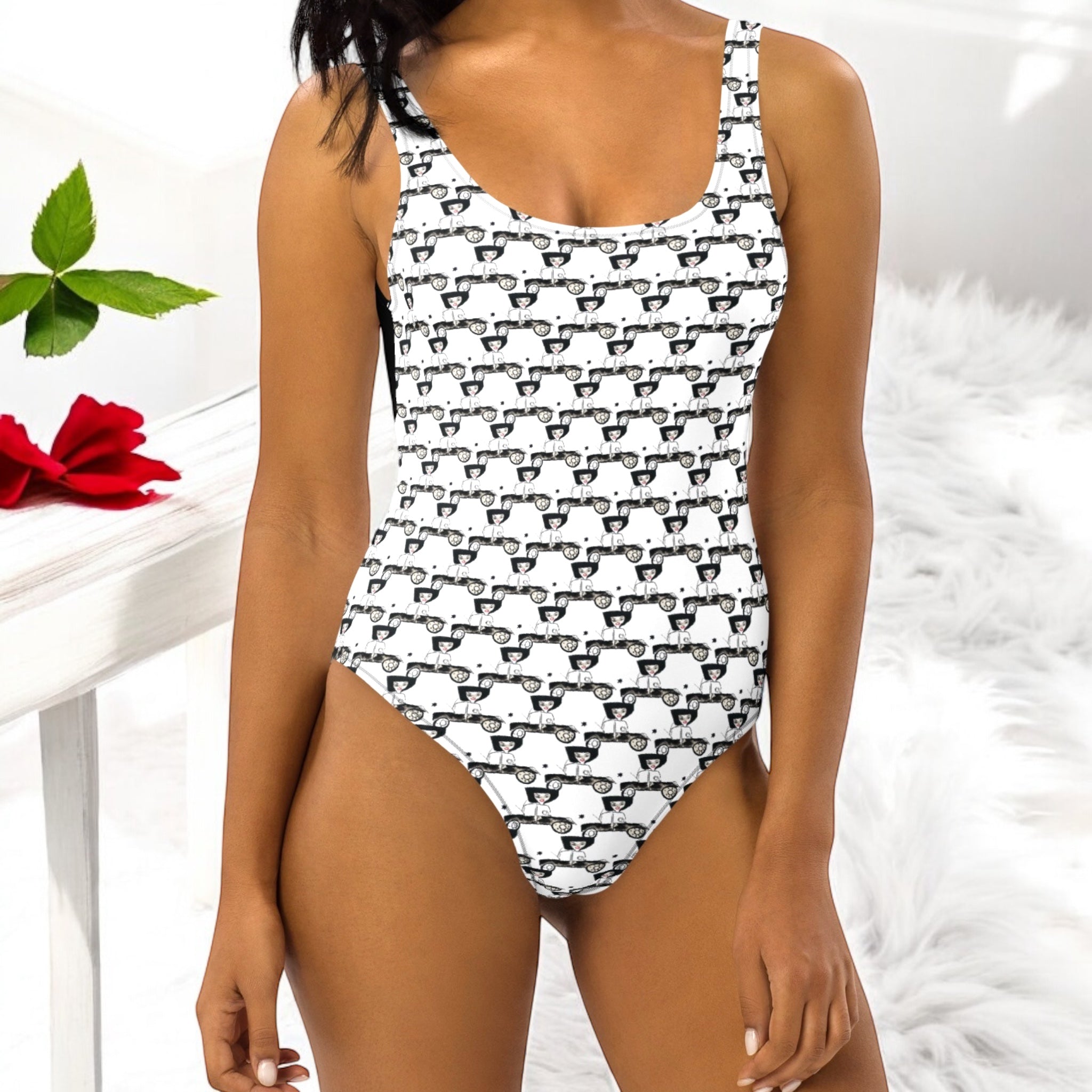 Giant Waves Women’s One piece Swim/Bodysuit - Golden Expression Art