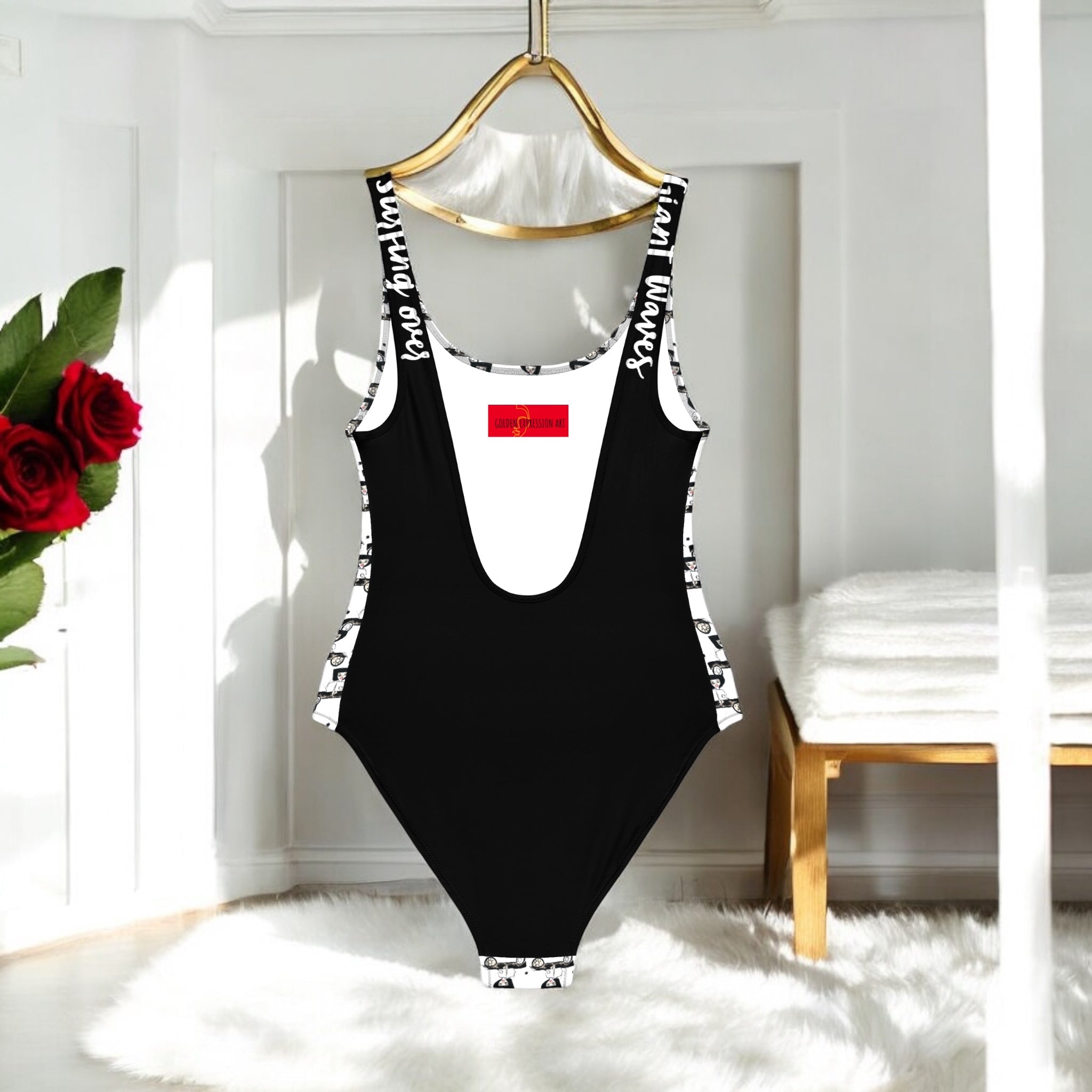 Giant Waves Women’s One piece Swim/Bodysuit - Golden Expression Art