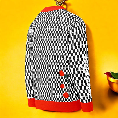 Checked Spontaneous Unisex Cardigan