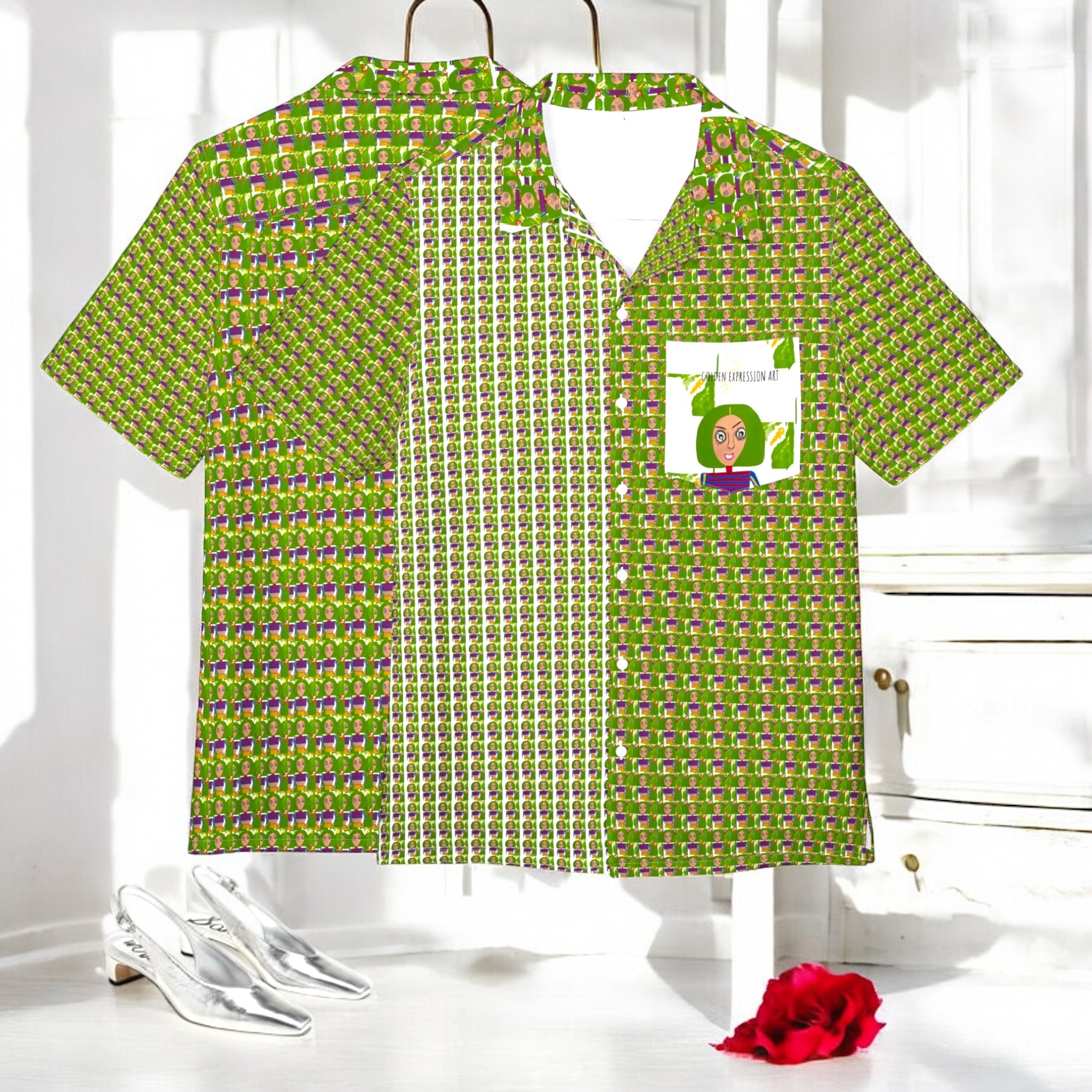 Unisex Solace Button Down short sleeve - Golden Expression Art