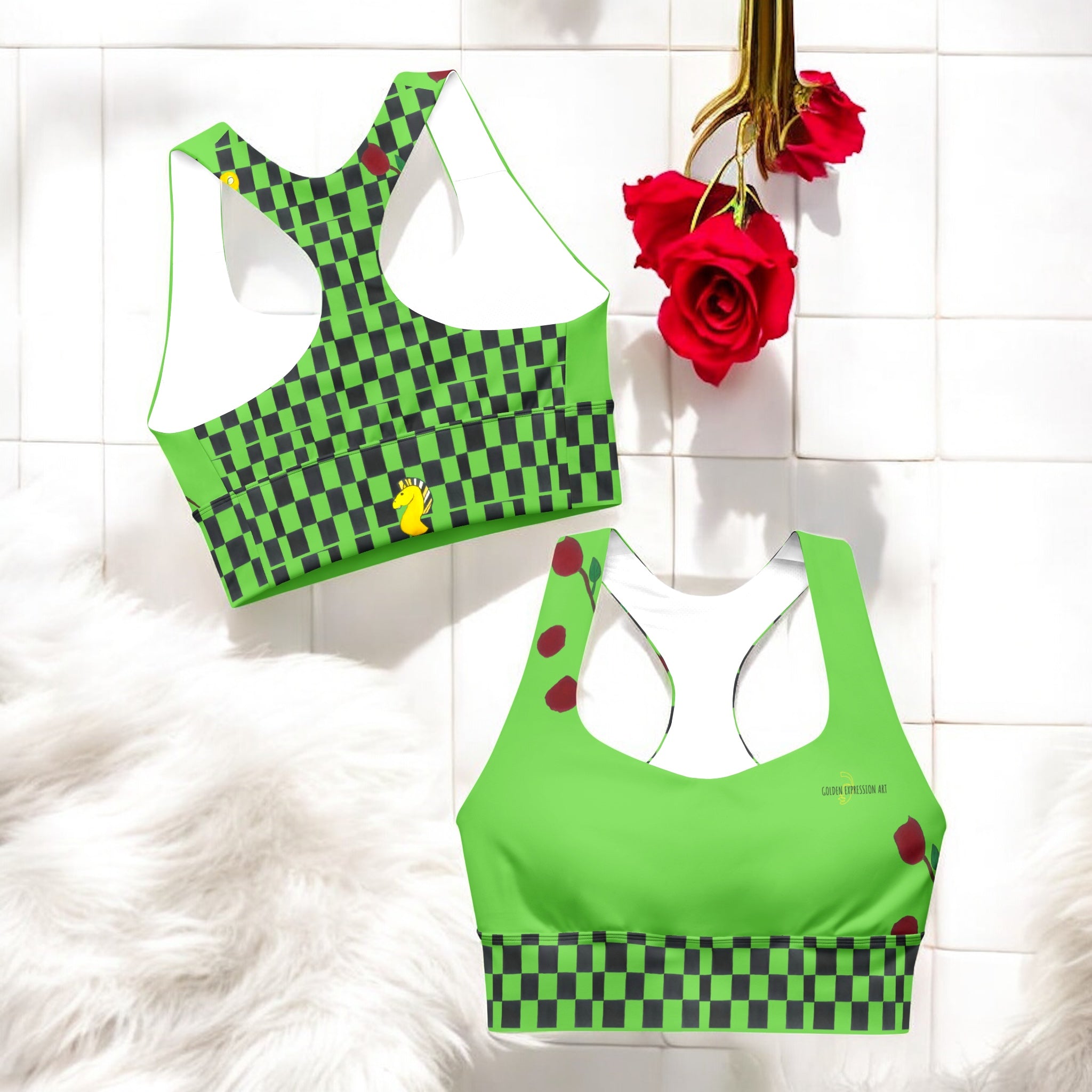 Adventurous Checkered Athletic Sports Bra