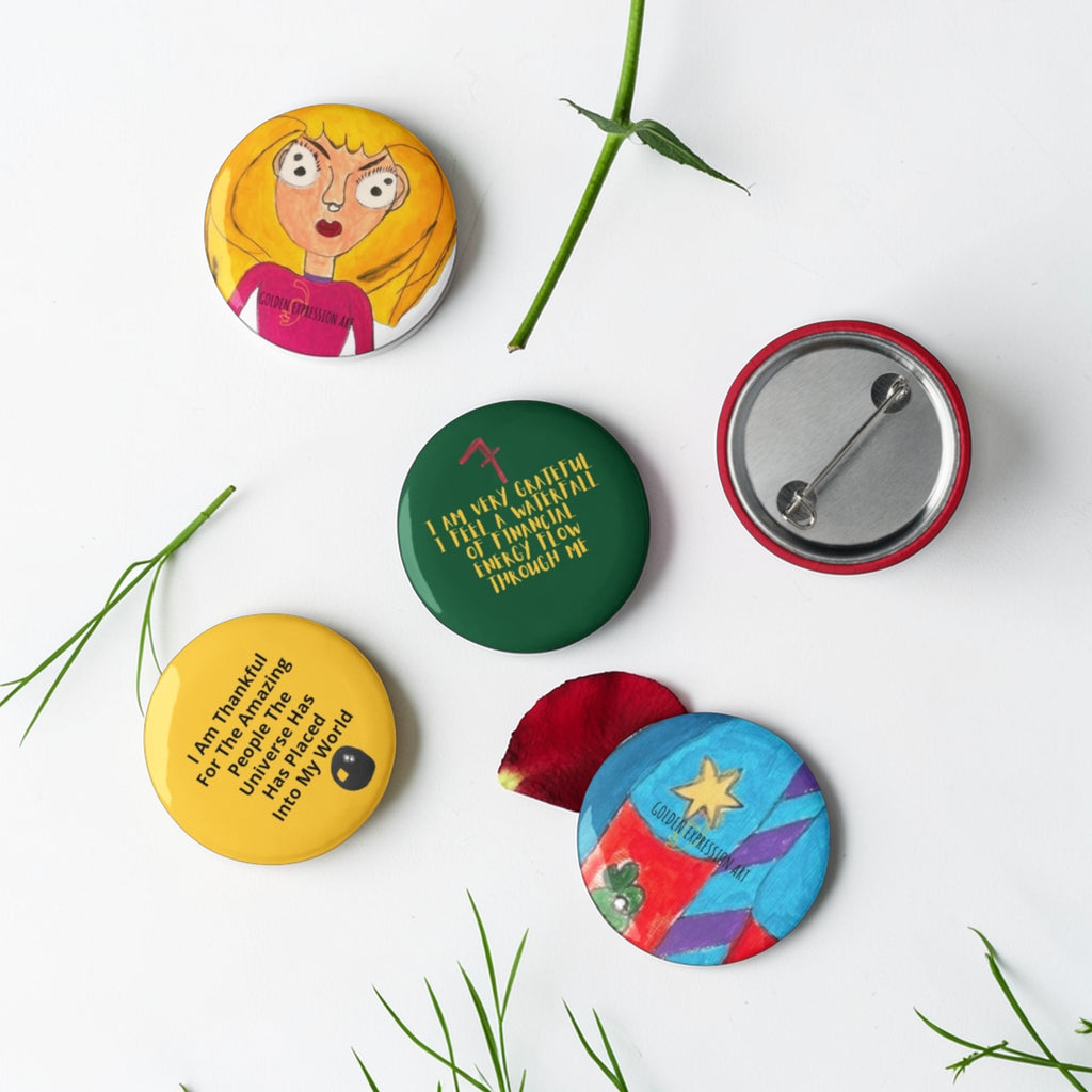 Golden Sun Button Pins