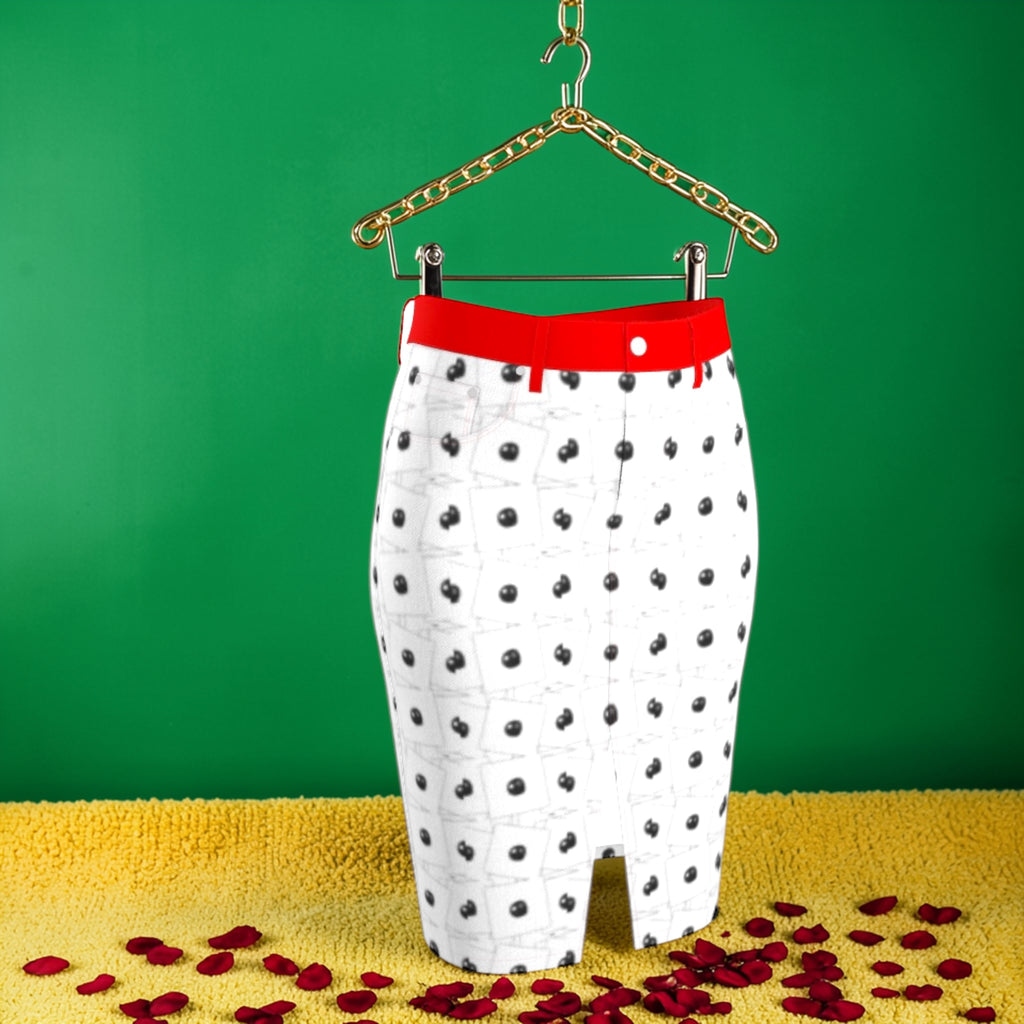 Marilyn 8 Ball High Waisted Denim Pencil Skirt