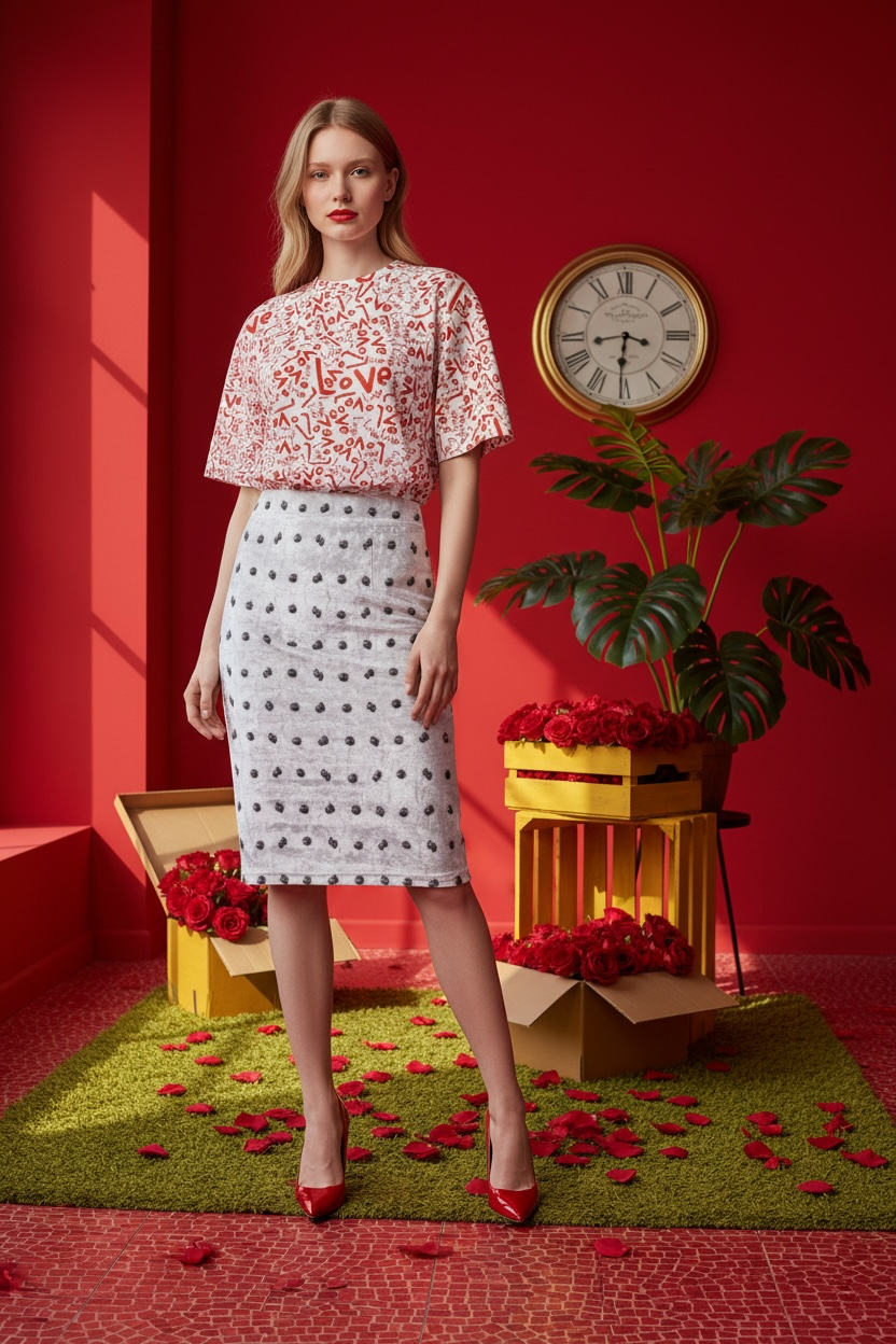 Marilyn Velour Pencil Skirt