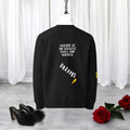 "Image 1 - Retro Classic Universal Sweatshirt – front view black sweatshirt from the Night Time Velour Collection | Golden Expression Art"