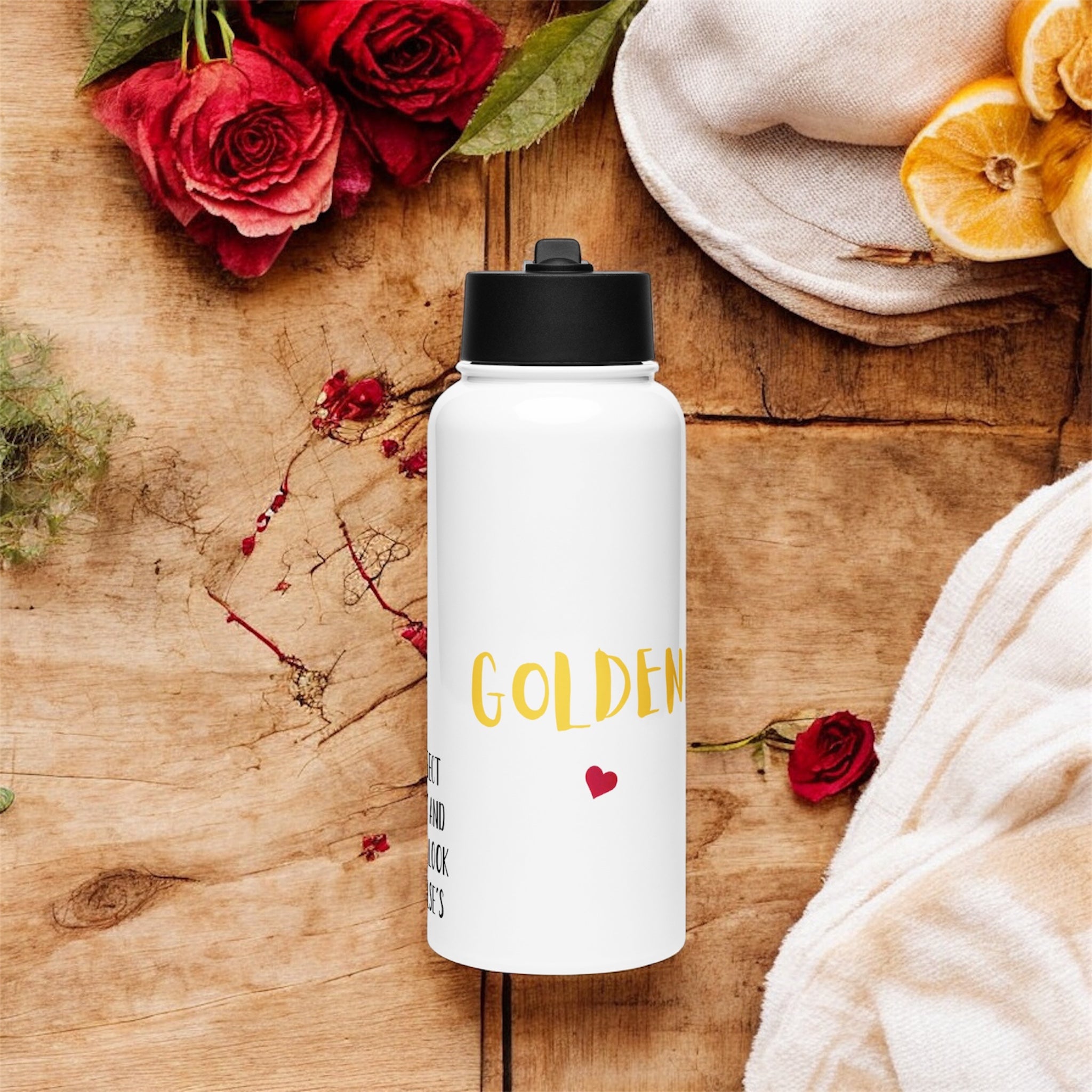 "Image 2 - Roomy Vessel Water Bottle – side view reusable water bottle | Golden Expression Art"