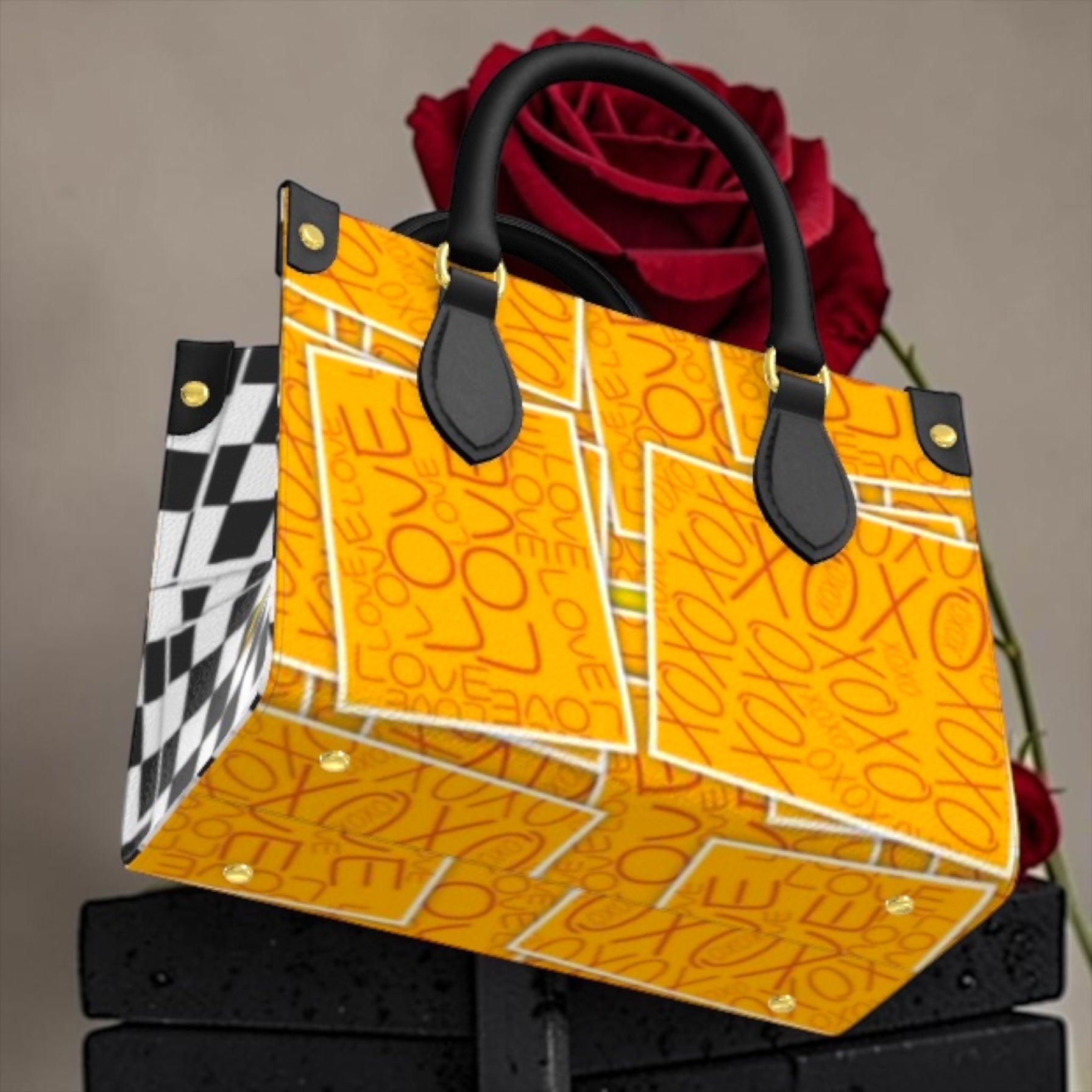 Image 3: Status Mini Shopper Tote – Back View StarShip Leather Shopper | Golden Expression Art