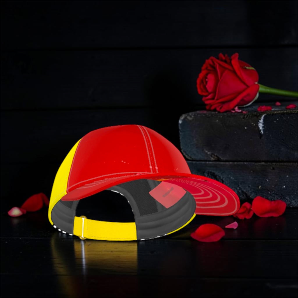 Image 4: Vol IV The Off Duty Crown cap - side profile on rose petals with roses in background

