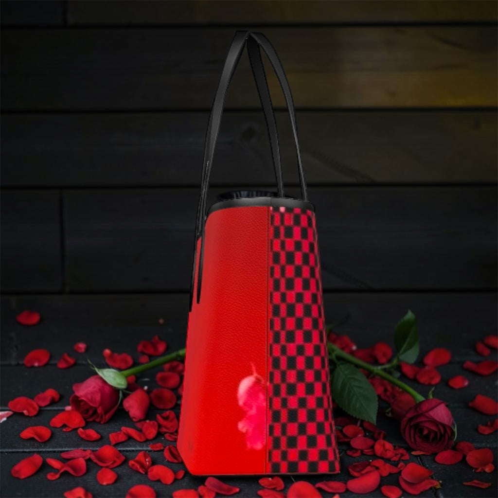 4. The Scarlet Carry Tote Side View | Black Structured Handles | GEA Limited Edition
