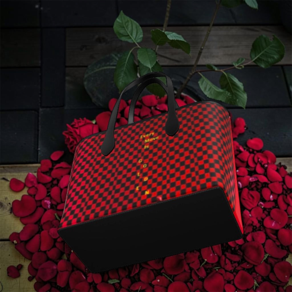 3. The Scarlet Carry Tote Back View | Solid Scarlet Red | Golden Expression Art