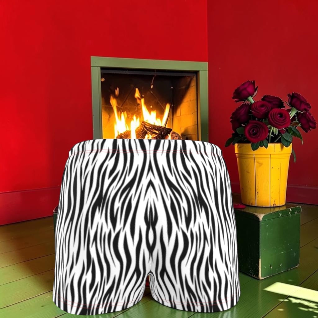 The Petal Instinct Poplin Shorts with black-and-white zebra-print back
