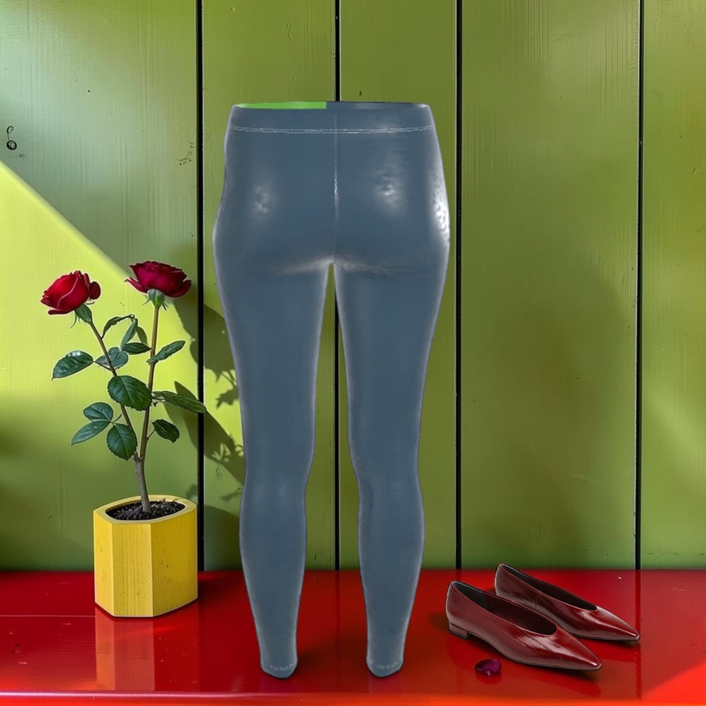 The Split Realm Legging — back view, solid slate grey fluid velour high-waisted legging