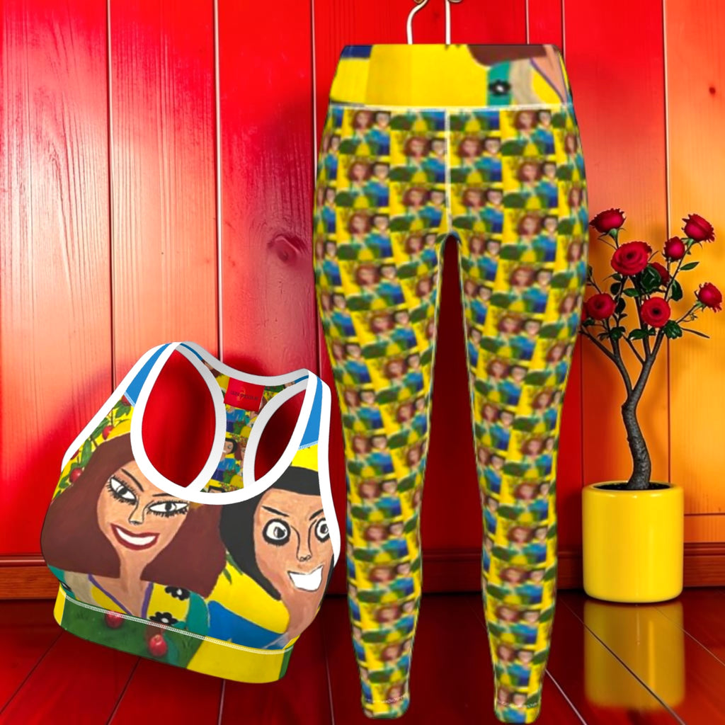 Vol II — The Lullaby Legging styled with matching Doll Wall sports bra — Golden Expression Art Eden Edit set shot