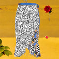 Vol III Unbothered Flow Skirt — Unbothered script print front, royal blue waistband, asymmetric ruffle hem — Golden Expression Art