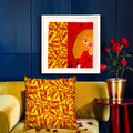 Vol IV — The ICONIC Wall Framed Art Print White Edition — front lifestyle shot with ICONIC pillow