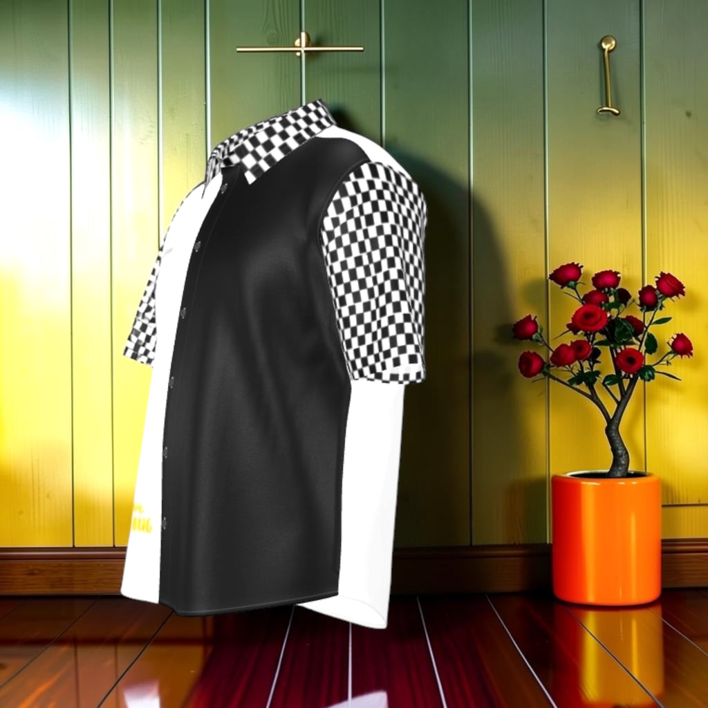 Vol III The Night Solace Button Down Shirt — side angle showing color-block contrast