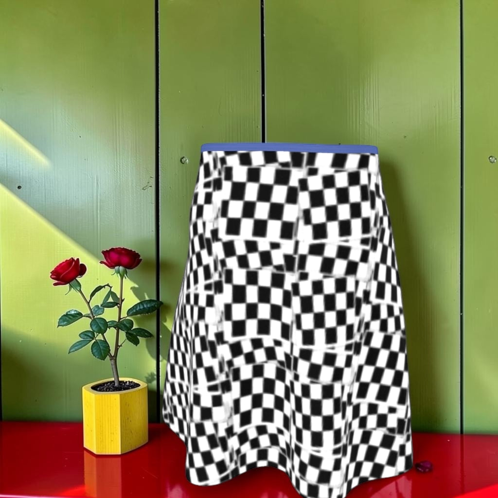 Vol I — The Bold Reign Midi Flare Skirt — Checkmate DNA full length flare view